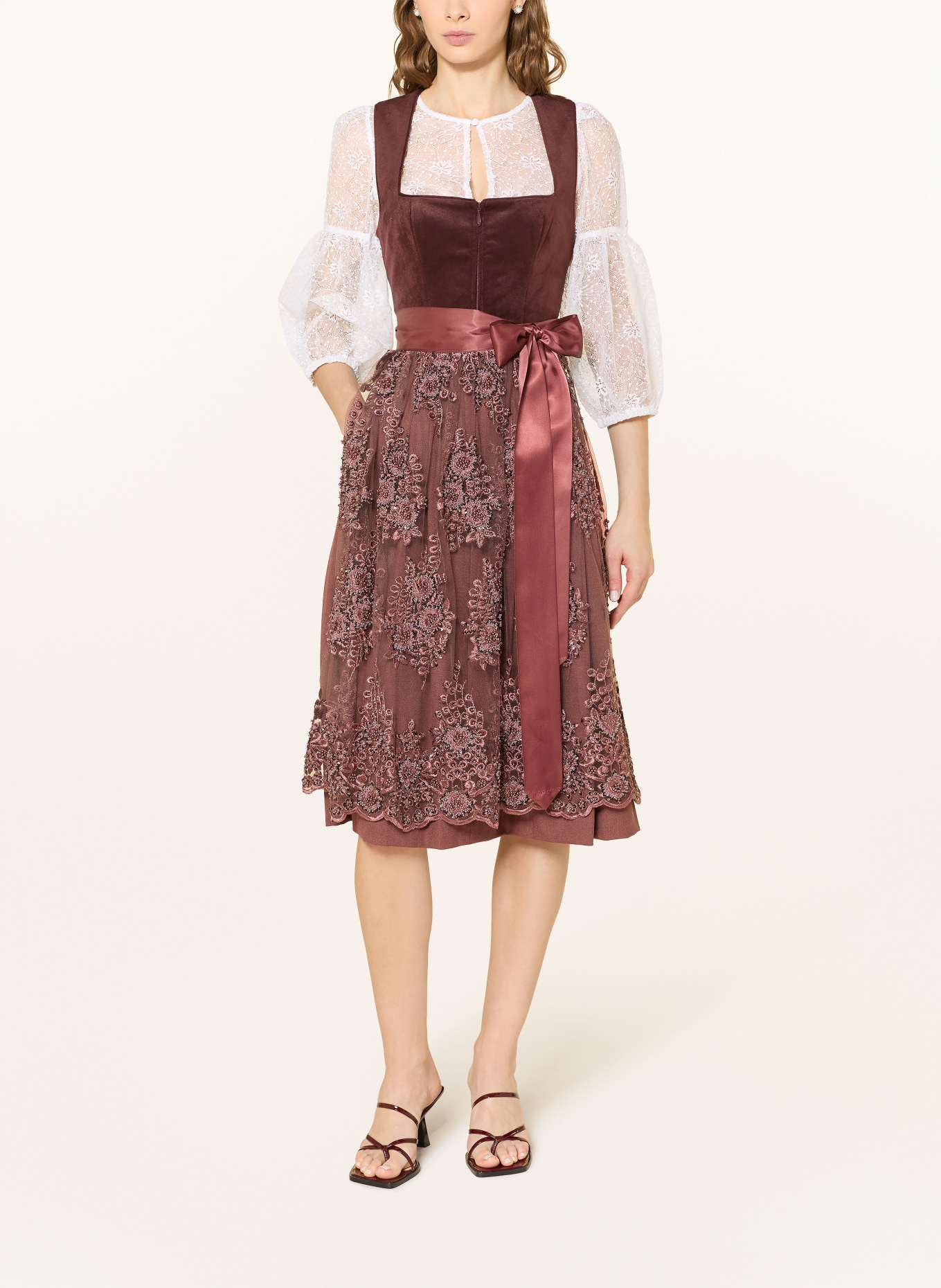 KRÜGER Dirndlbluse aus Spitze mit 3/4-Arm: ECRU