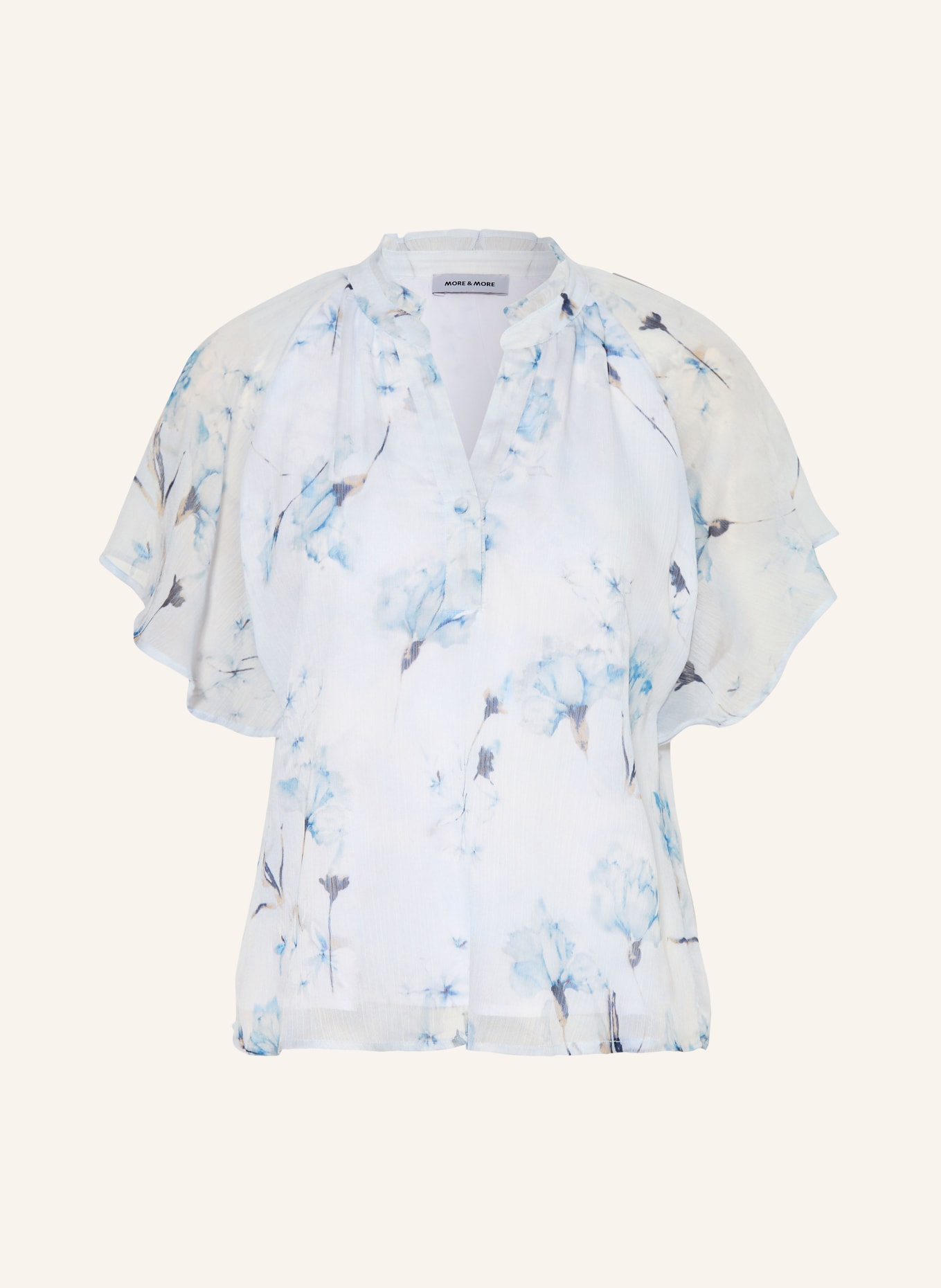 MORE & MORE Bluzka z falbanami: JASNONIEBIESKI / JASNOBRĄZOWY / NIEBIESKI