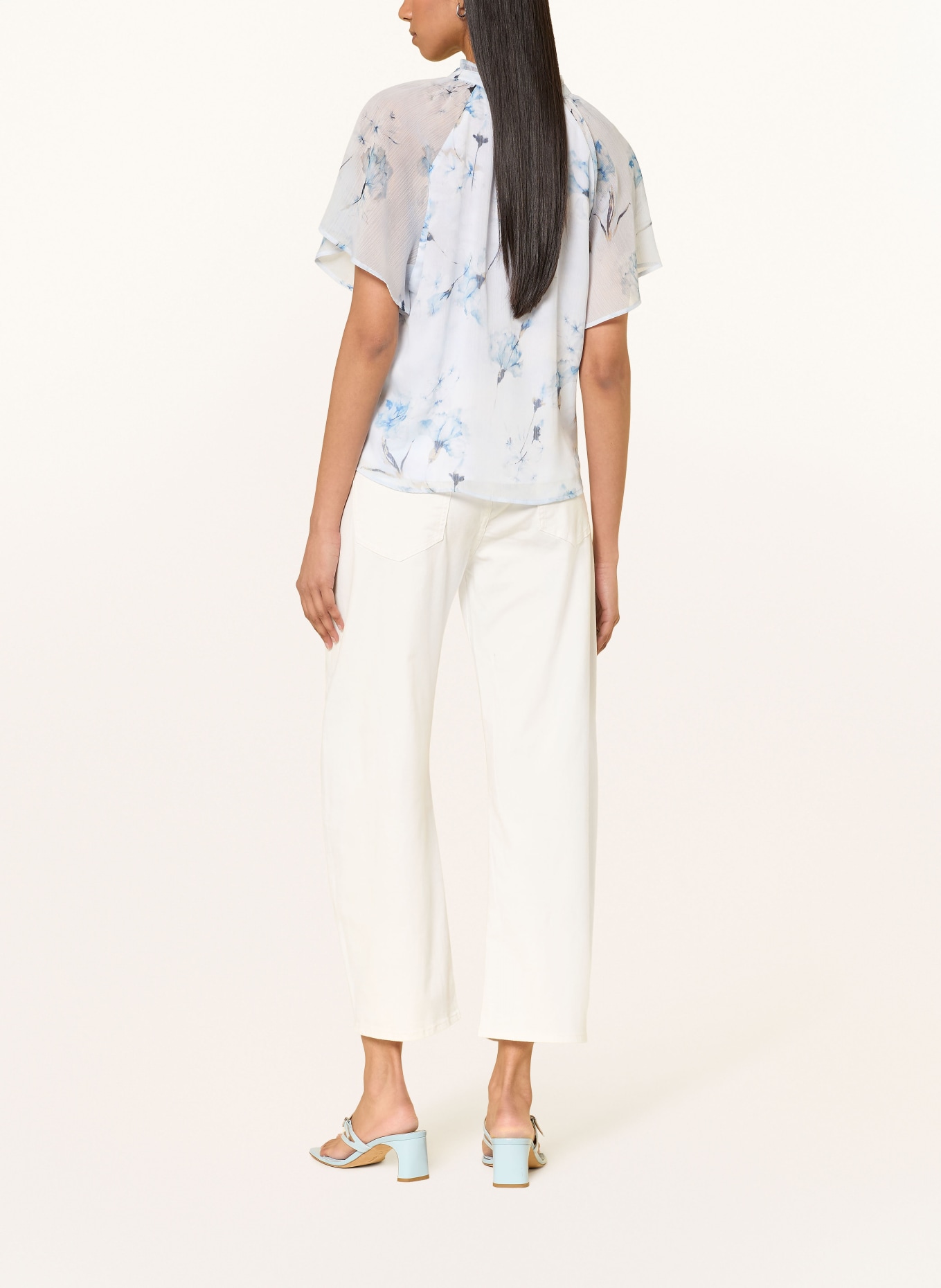 MORE & MORE Bluzka z falbanami: JASNONIEBIESKI / JASNOBRĄZOWY / NIEBIESKI