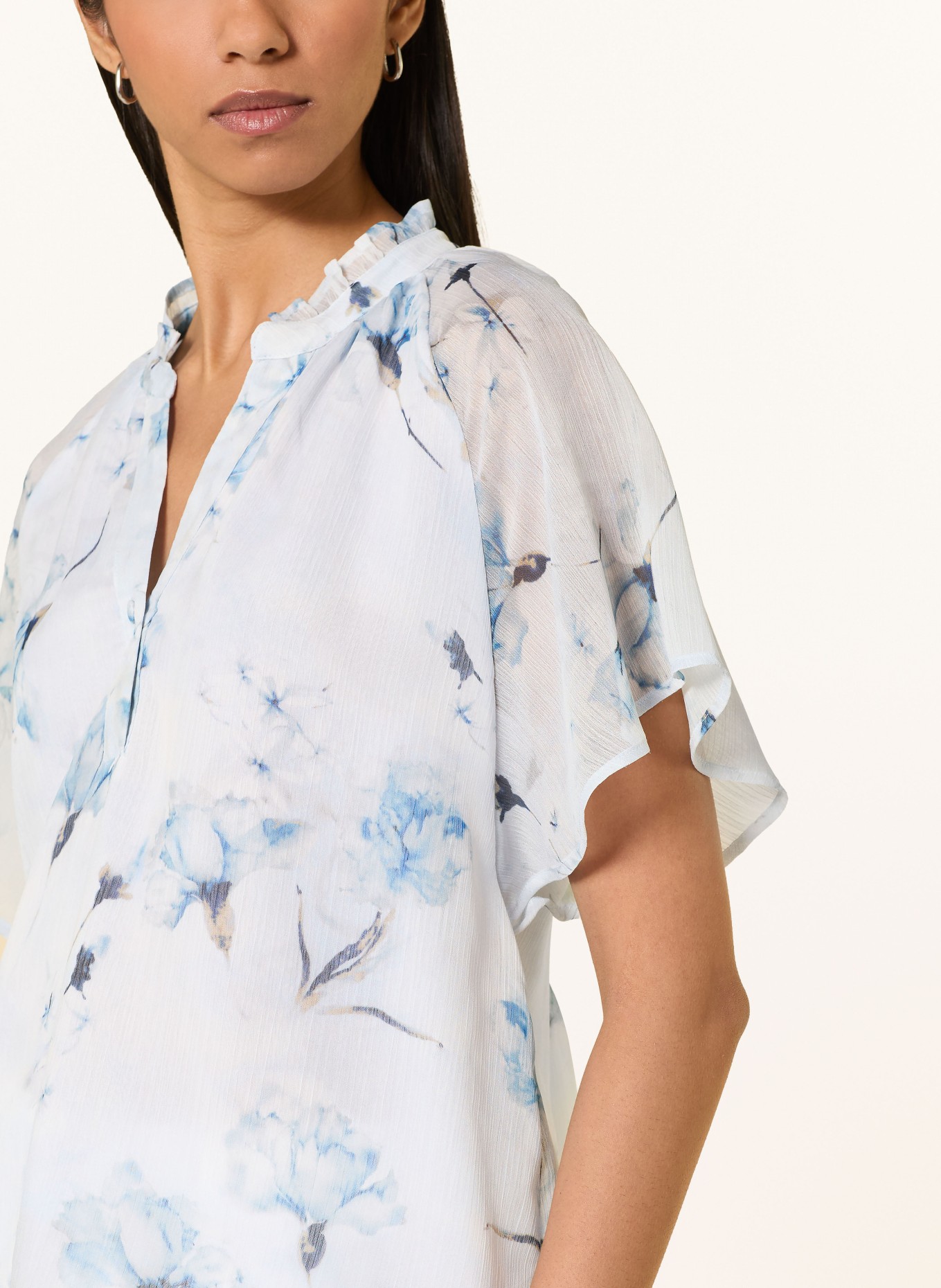 MORE & MORE Bluzka z falbanami: JASNONIEBIESKI / JASNOBRĄZOWY / NIEBIESKI