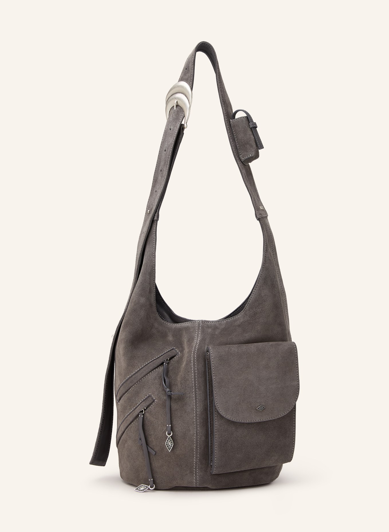 ba&sh Beuteltasche YOUYOU: GRAU / SILBER