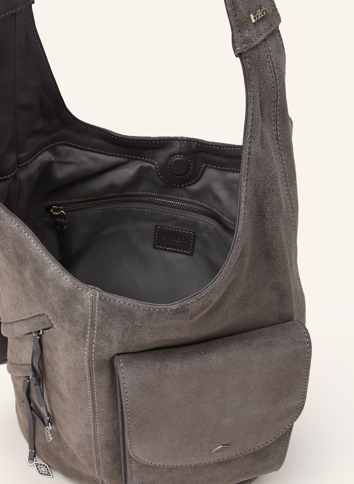 ba&sh Beuteltasche YOUYOU: GRAU / SILBER