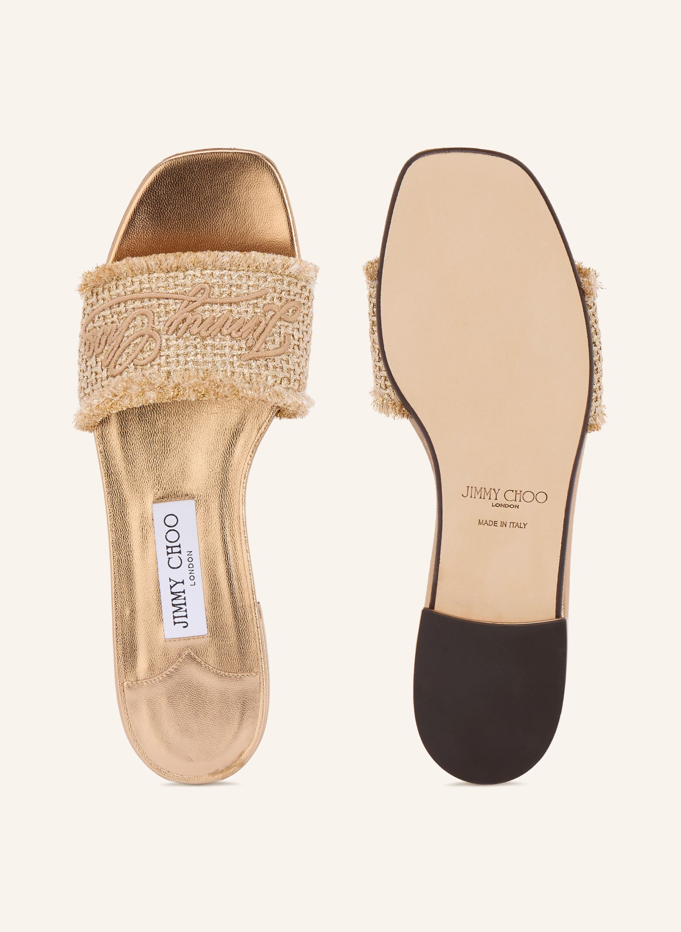 JIMMY CHOO JOA mules with glitter thread: GOLD
