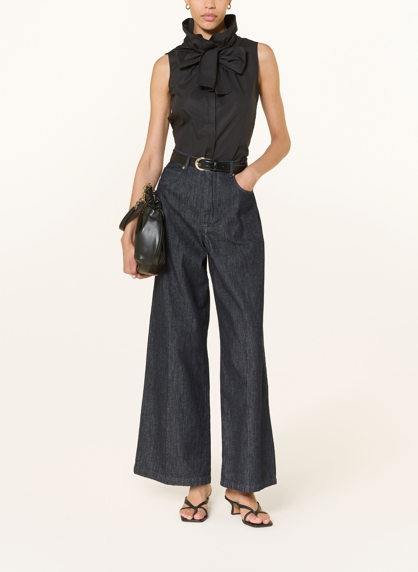 van Laack VL-ADRIENN-XX blouse top with detachable bow tie: BLACK