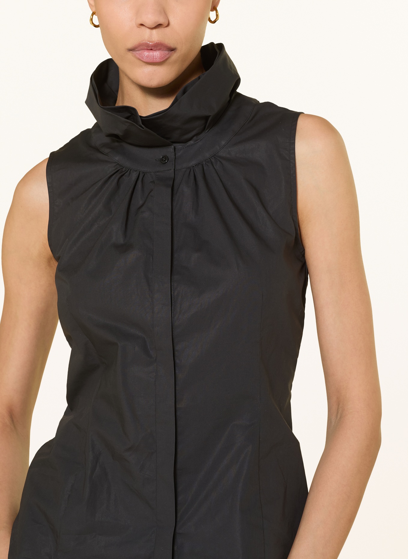 van Laack VL-ADRIENN-XX blouse top with detachable bow tie: BLACK