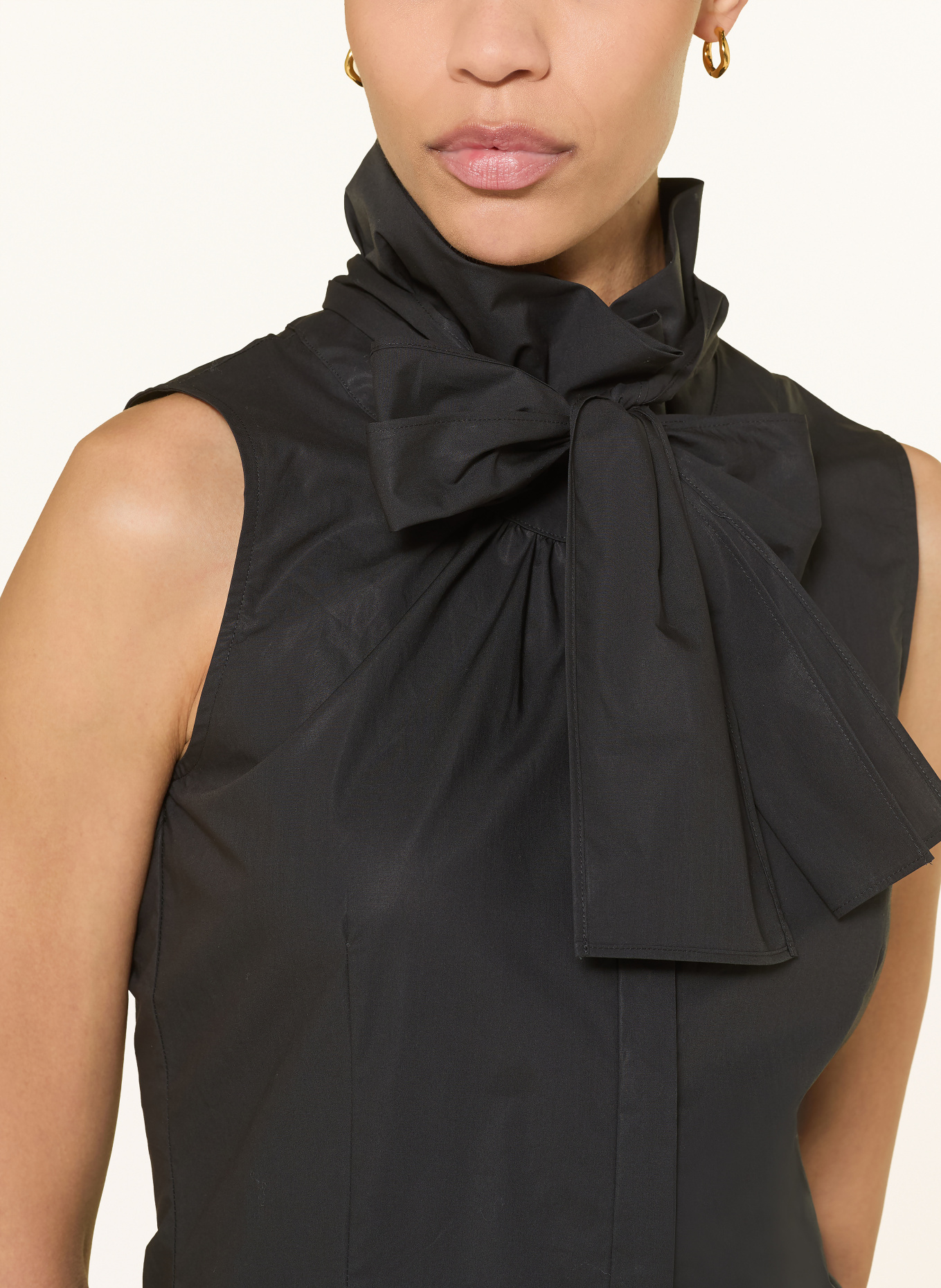van Laack VL-ADRIENN-XX blouse top with detachable bow tie: BLACK