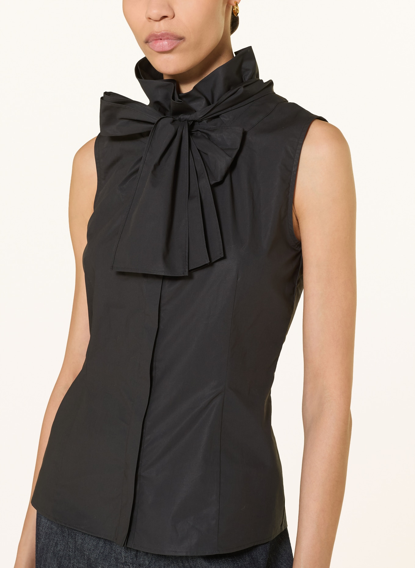 van Laack VL-ADRIENN-XX blouse top with detachable bow tie: BLACK