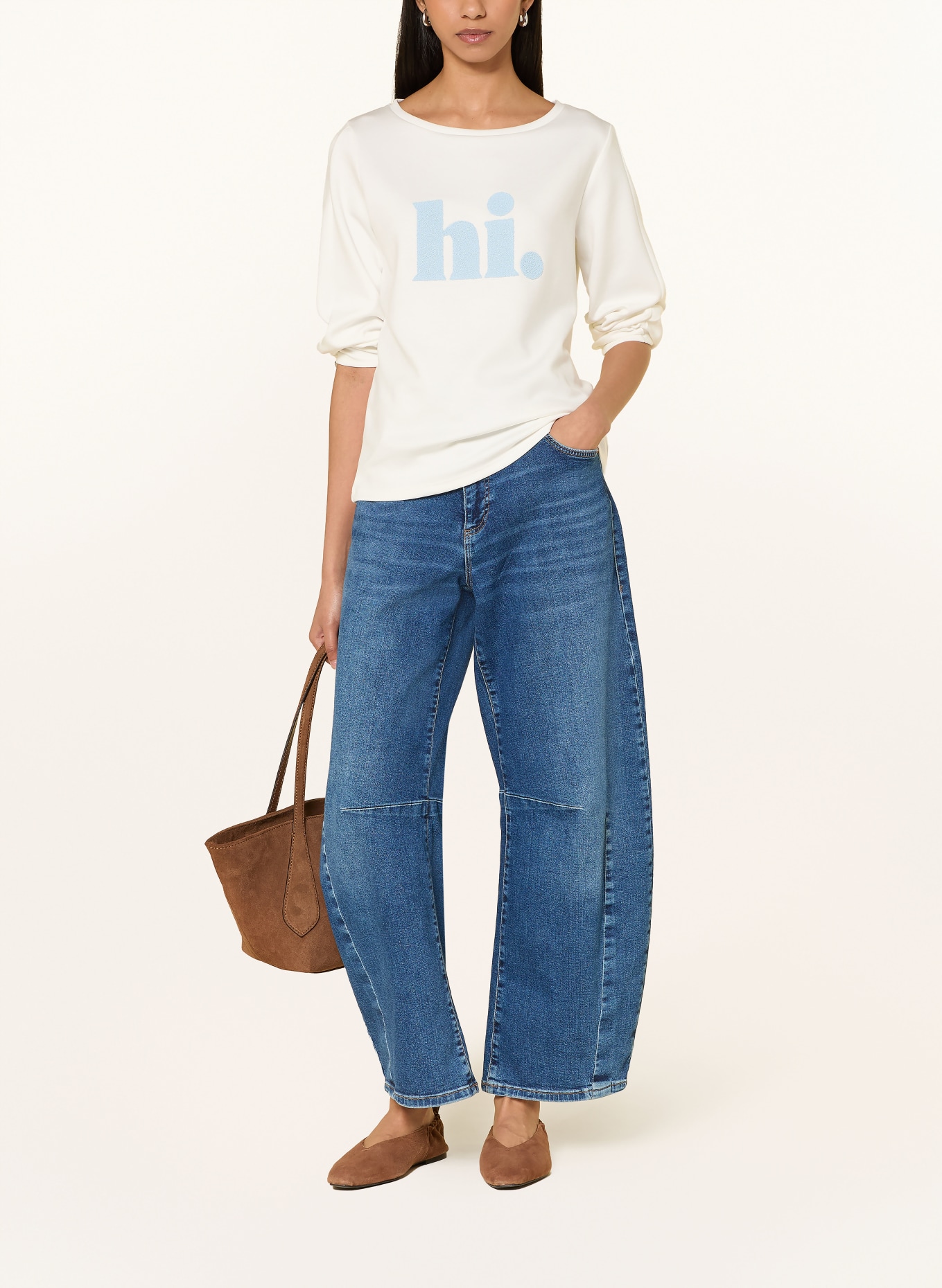 MORE & MORE Sweatshirt mit 3/4-Arm: WEISS