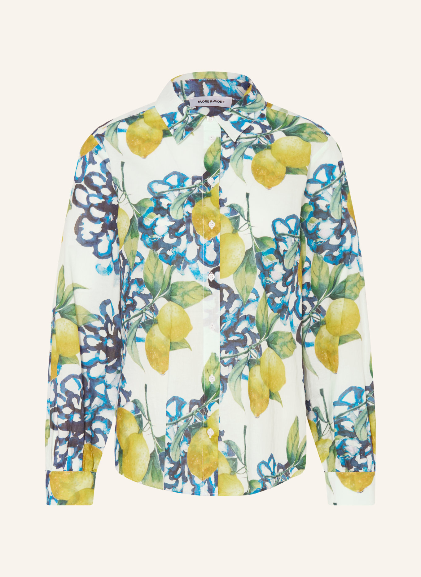 MORE & MORE chemise: BLANC / JAUNE / BLEU FONCÉ