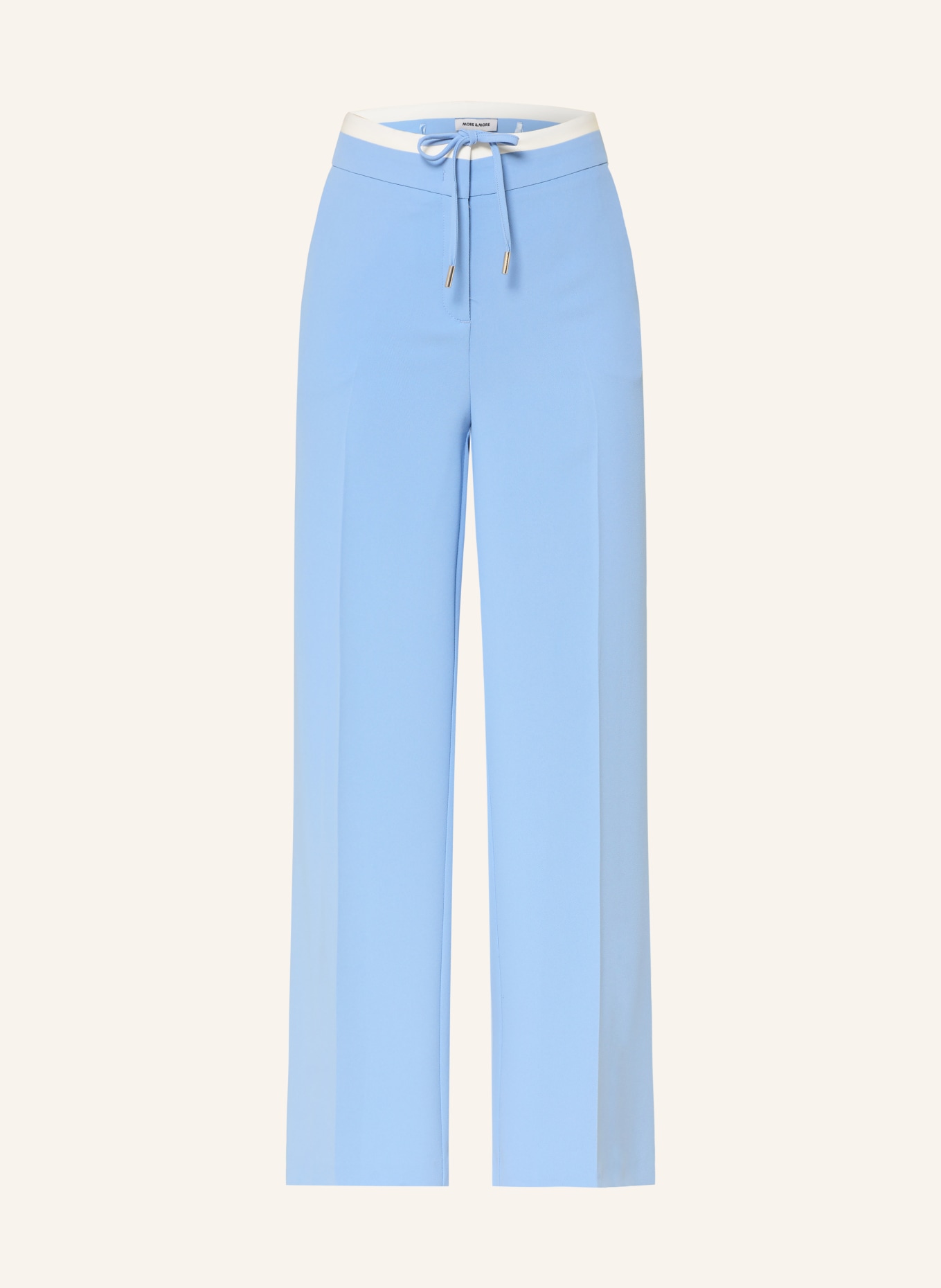 MORE & MORE Broek in joggingstijl: LICHTBLAUW / WIT