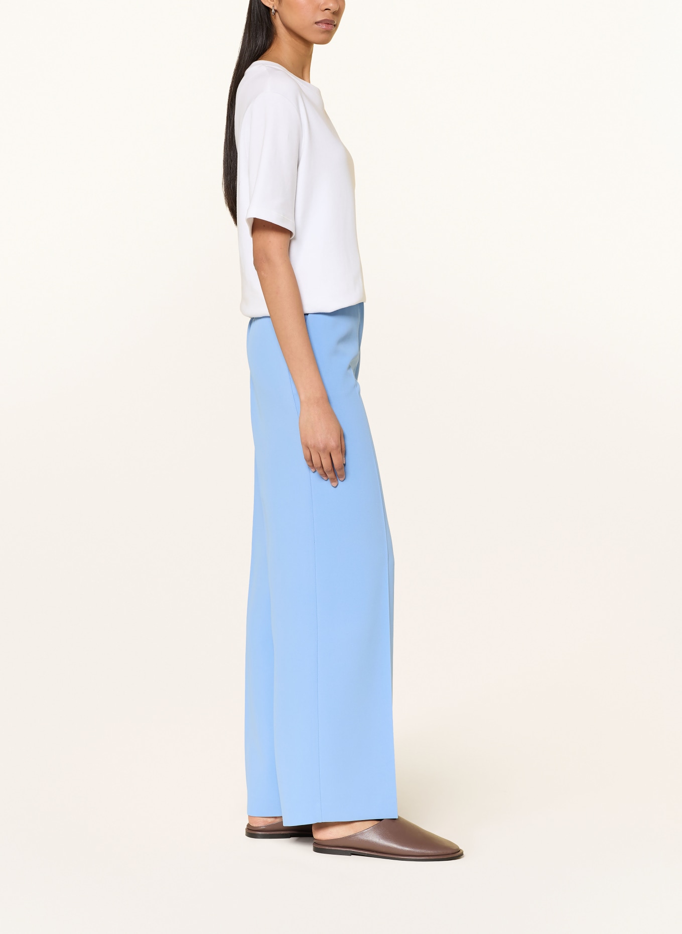 MORE & MORE Broek in joggingstijl: LICHTBLAUW / WIT