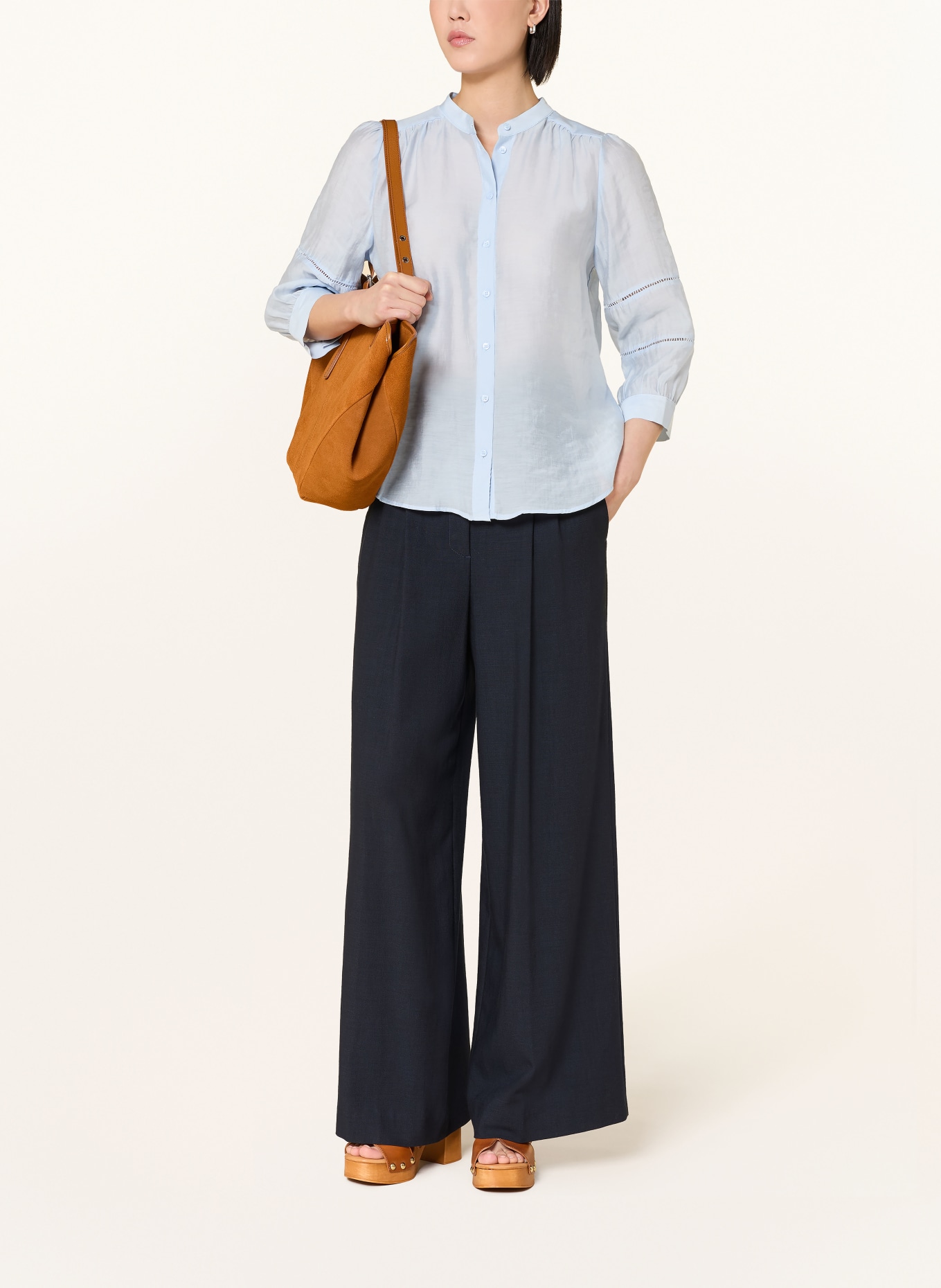 MORE & MORE Bluse mit 3/4-Arm: HELLBLAU