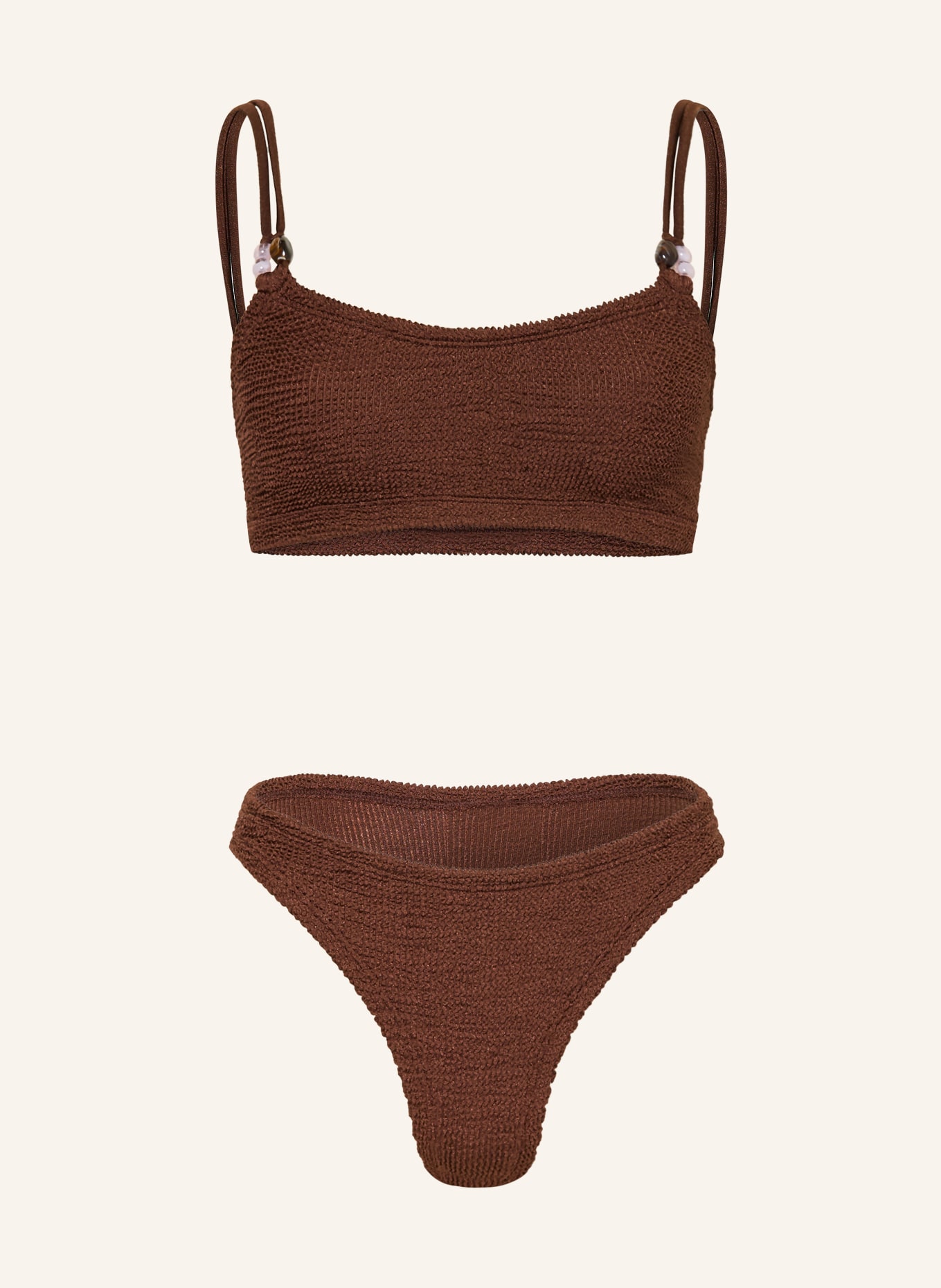 Hunza G Bikini bustier CASSI avec perles décoratives: MARRON