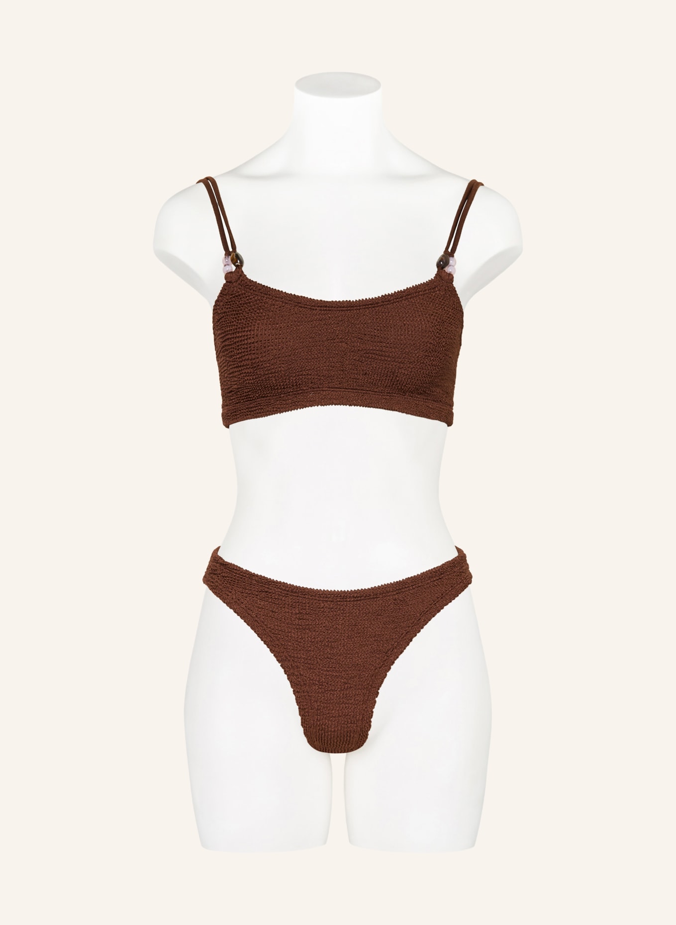 Hunza G Bikini bustier CASSI avec perles décoratives: MARRON