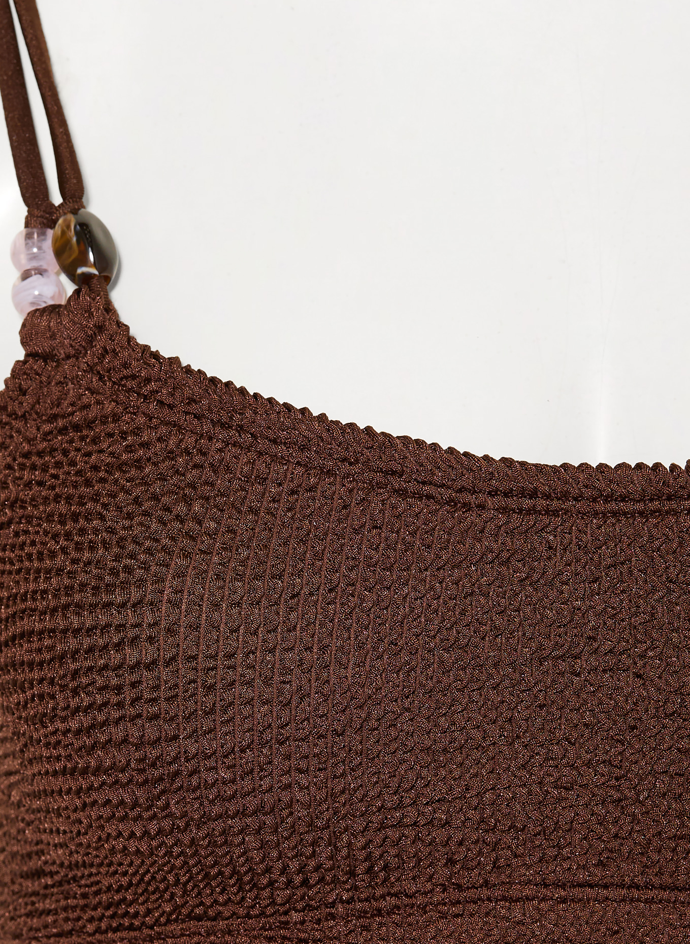 Hunza G Bikini bustier CASSI avec perles décoratives: MARRON