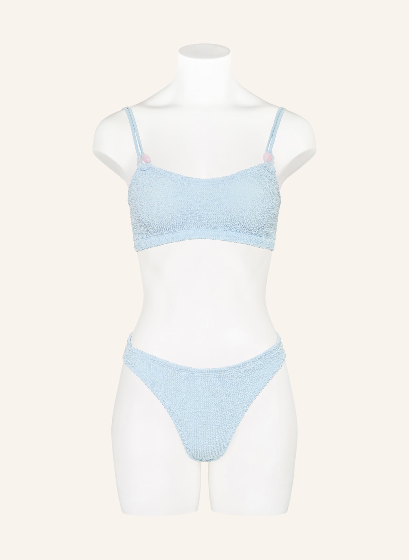 Hunza G Bikini bustier CASSI avec perles décoratives: BLEU CLAIR / ROSE CLAIR