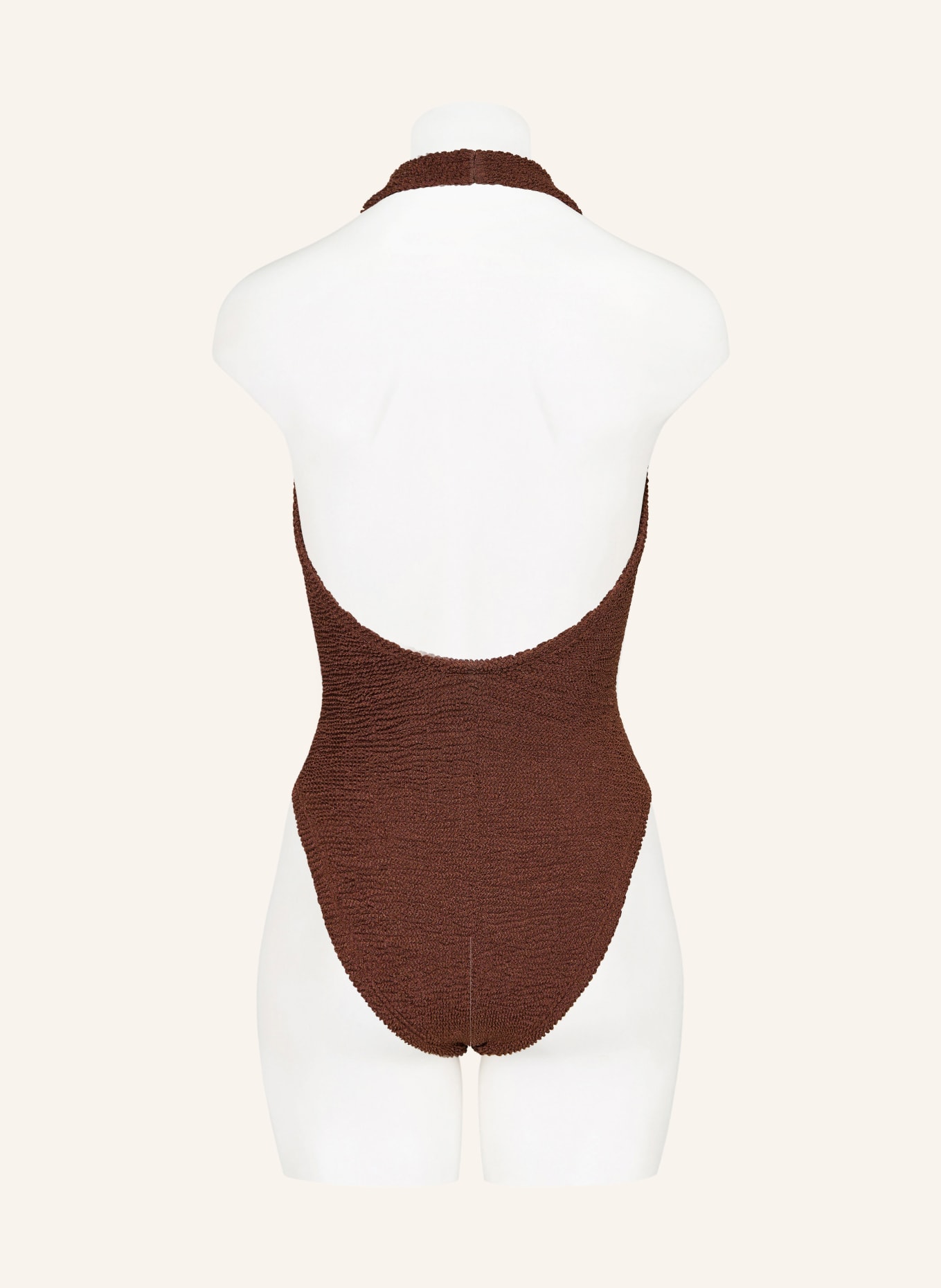 Hunza G Maillot de bain dos nu ADIRANA avec perles décoratives: MARRON / ROSE CLAIR / BLEU CLAIR