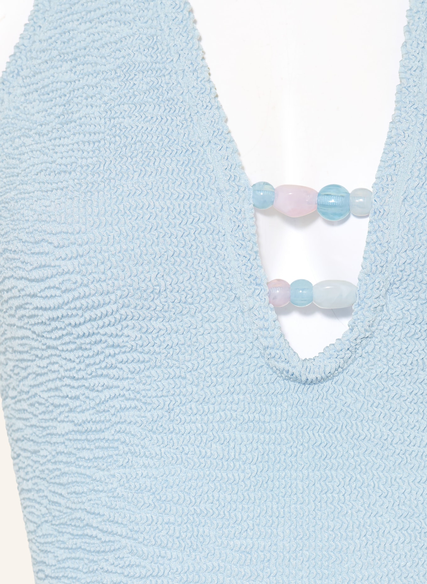 Hunza G Maillot de bain dos nu ADIRANA avec perles décoratives: BLEU CLAIR / ROSE CLAIR