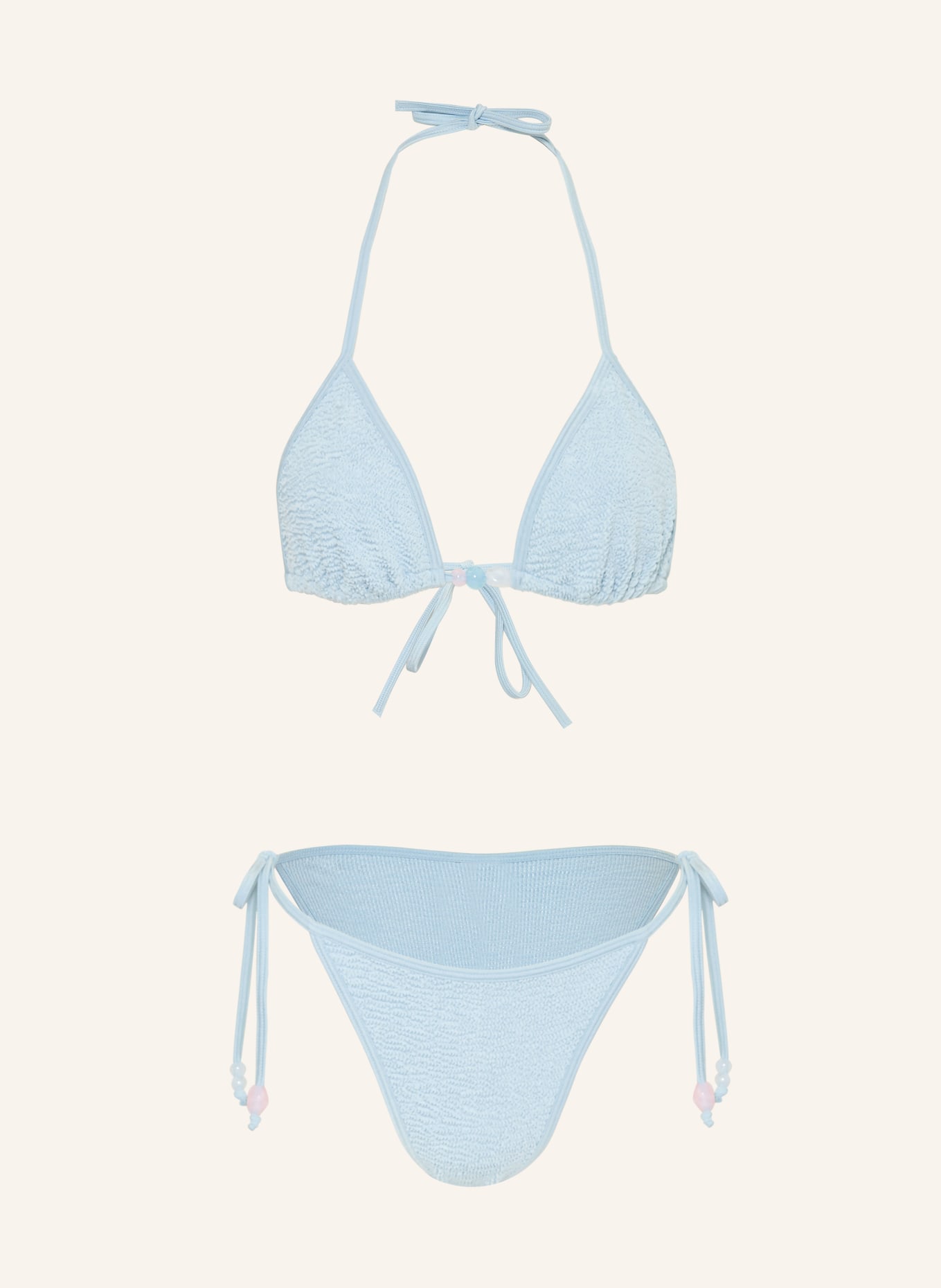 Hunza G Bikini triangle GINA avec perles décoratives: BLEU CLAIR