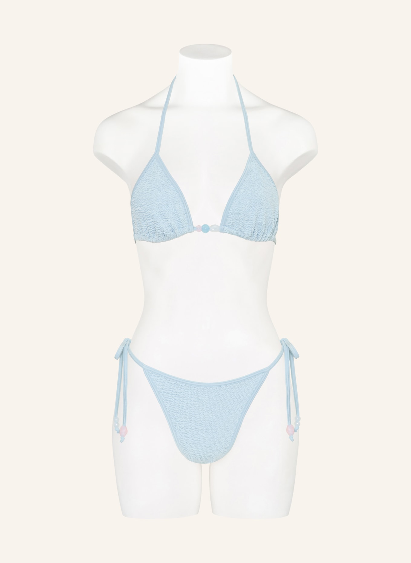 Hunza G Bikini triangle GINA avec perles décoratives: BLEU CLAIR