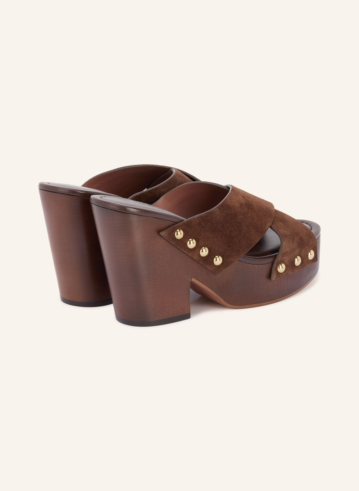 PARIS TEXAS MARISOL Clogs with Studs: DARK BROWN