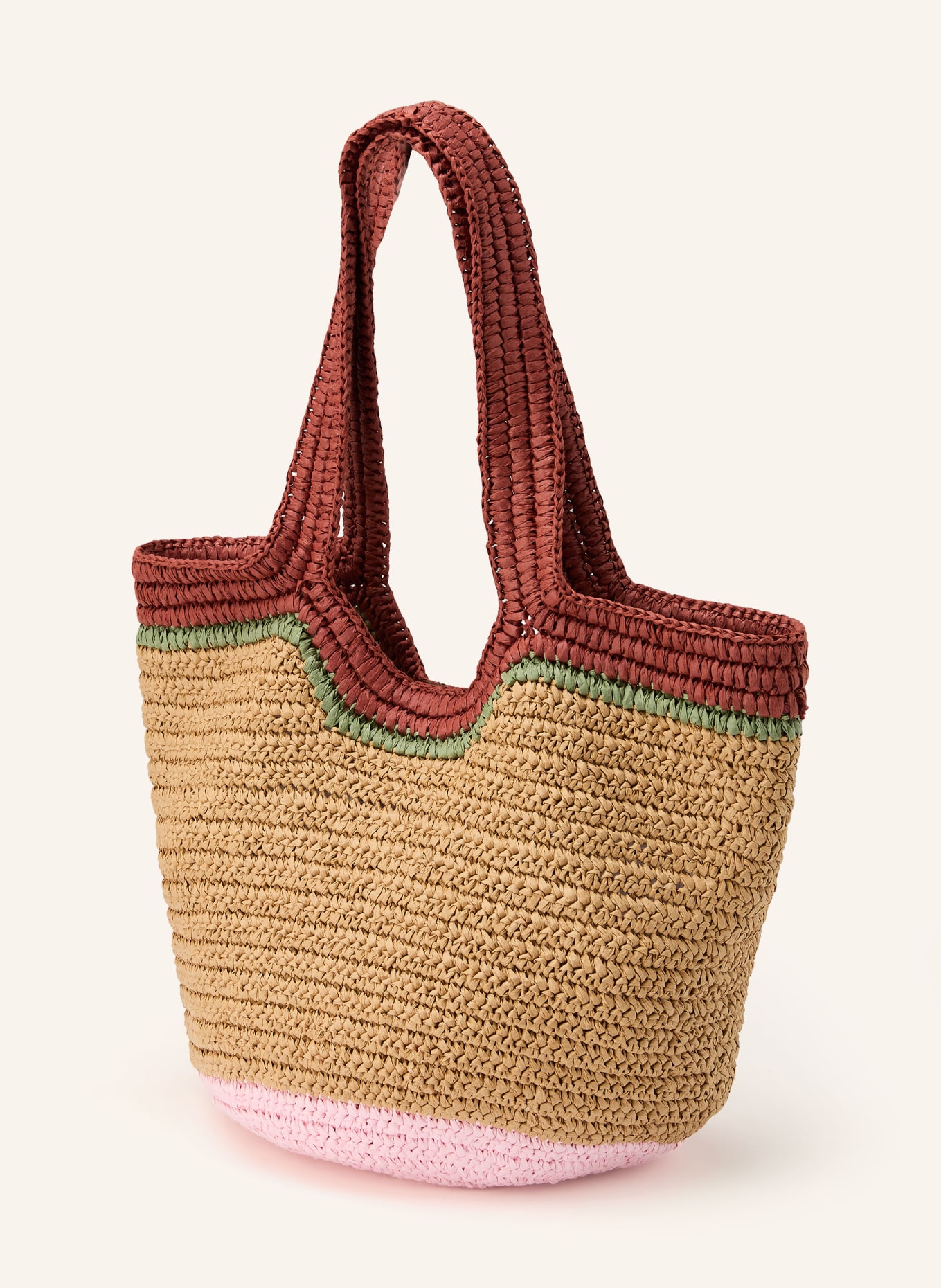 MARNI Torba z uchwytami SMALL: BEŻOWY / JASNORÓŻOWY / OLIWKOWY