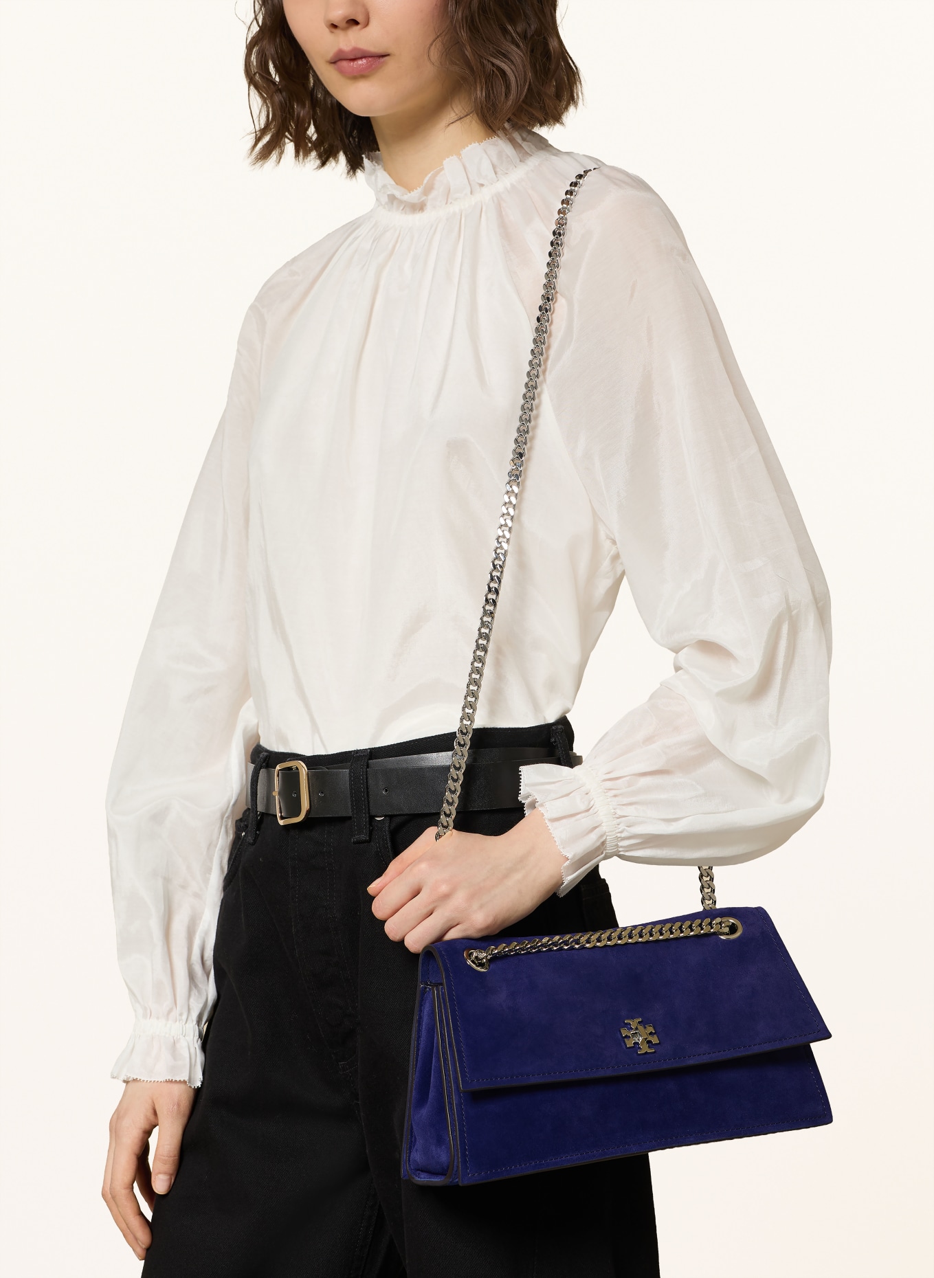 TORY BURCH Umhängetasche KIRA: DUNKELBLAU / SILBER