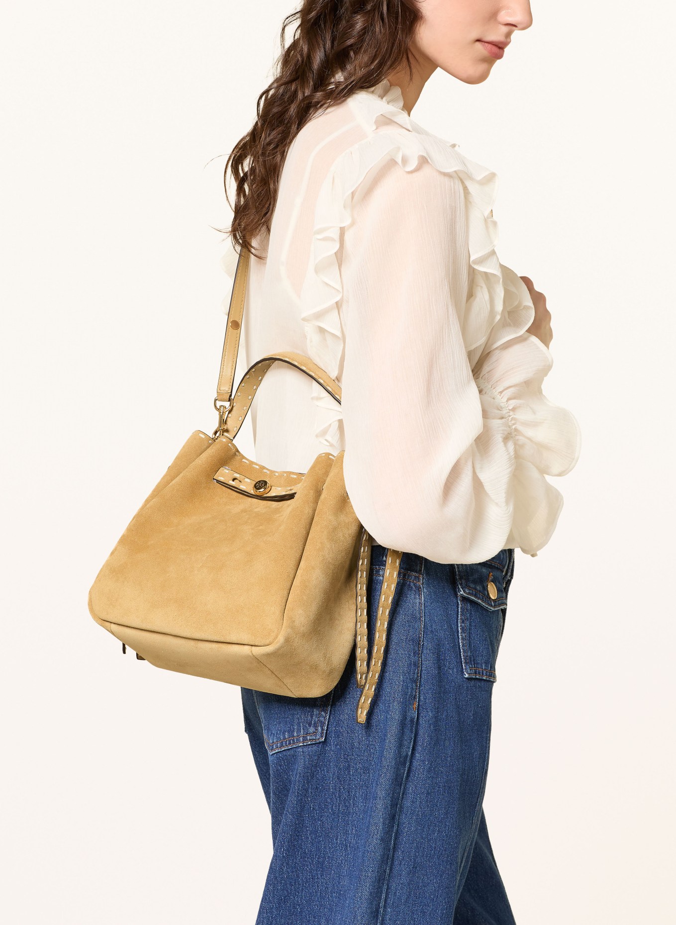 TORY BURCH ROMY handbag: CAMEL