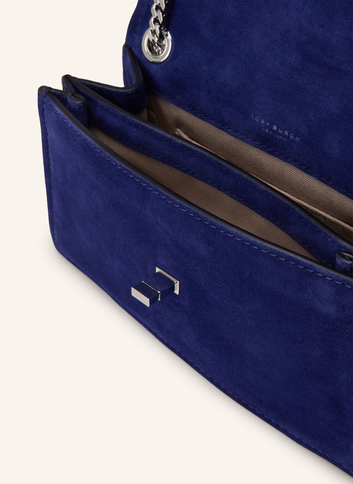 TORY BURCH KIRA handbag: BLUE / SILVER