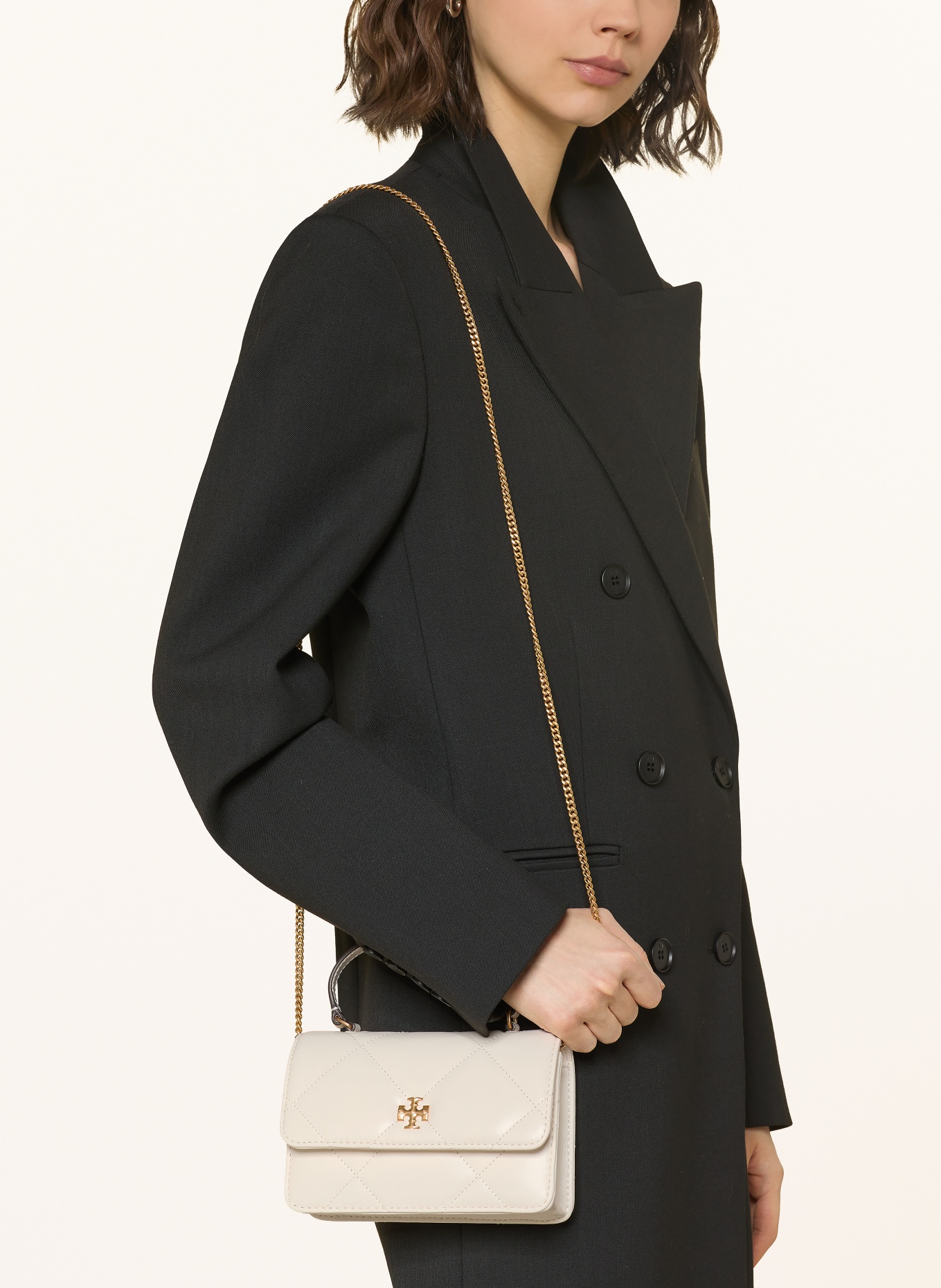 TORY BURCH KIRA handbag: WHITE / GOLD