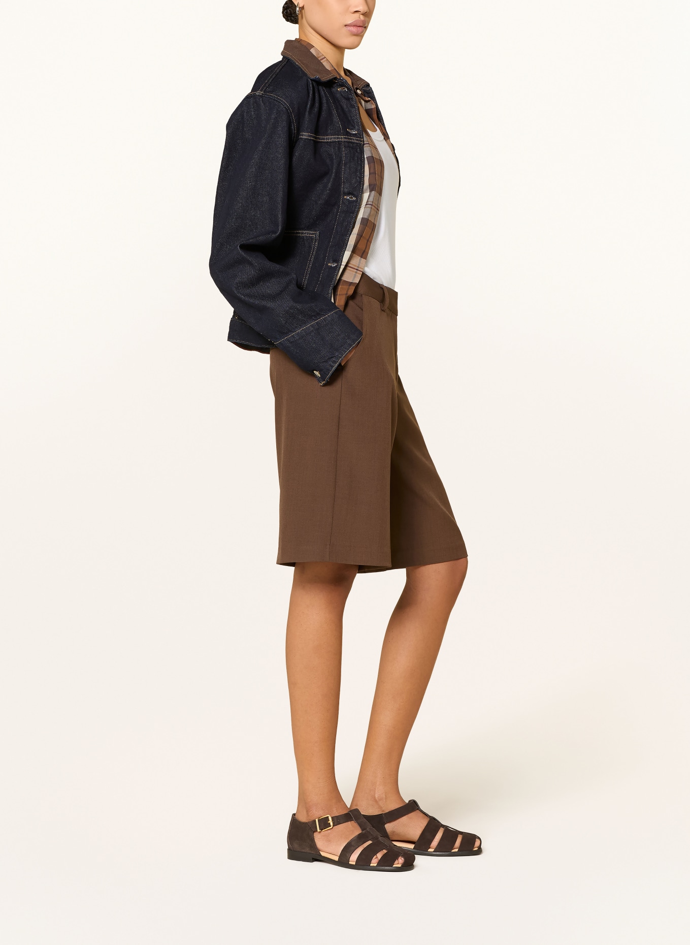 ICHI Shorts IHFAVA: DARK BROWN