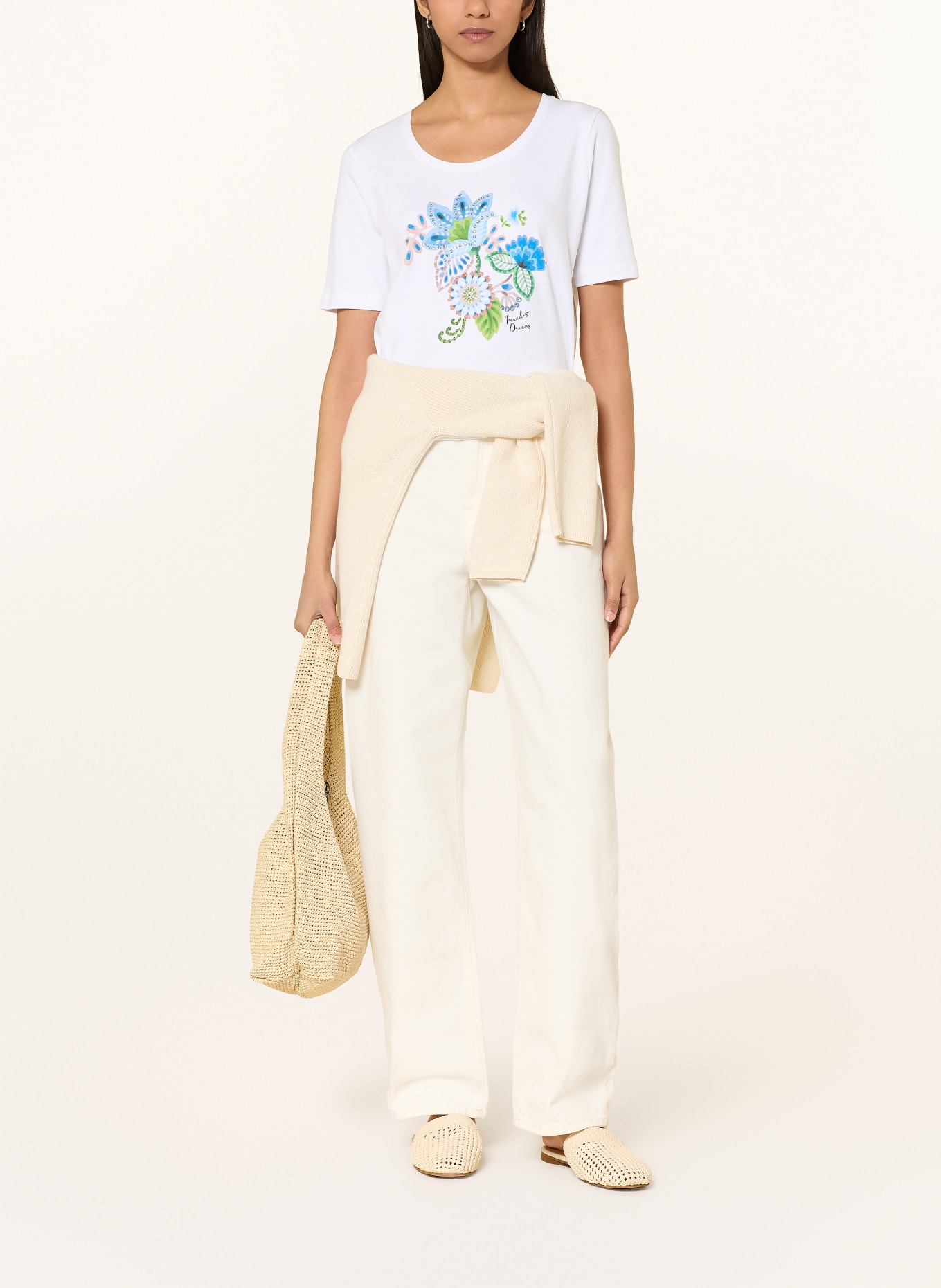 efixelle T-shirt met strass-steentjes: WIT / GROEN / BLAUW