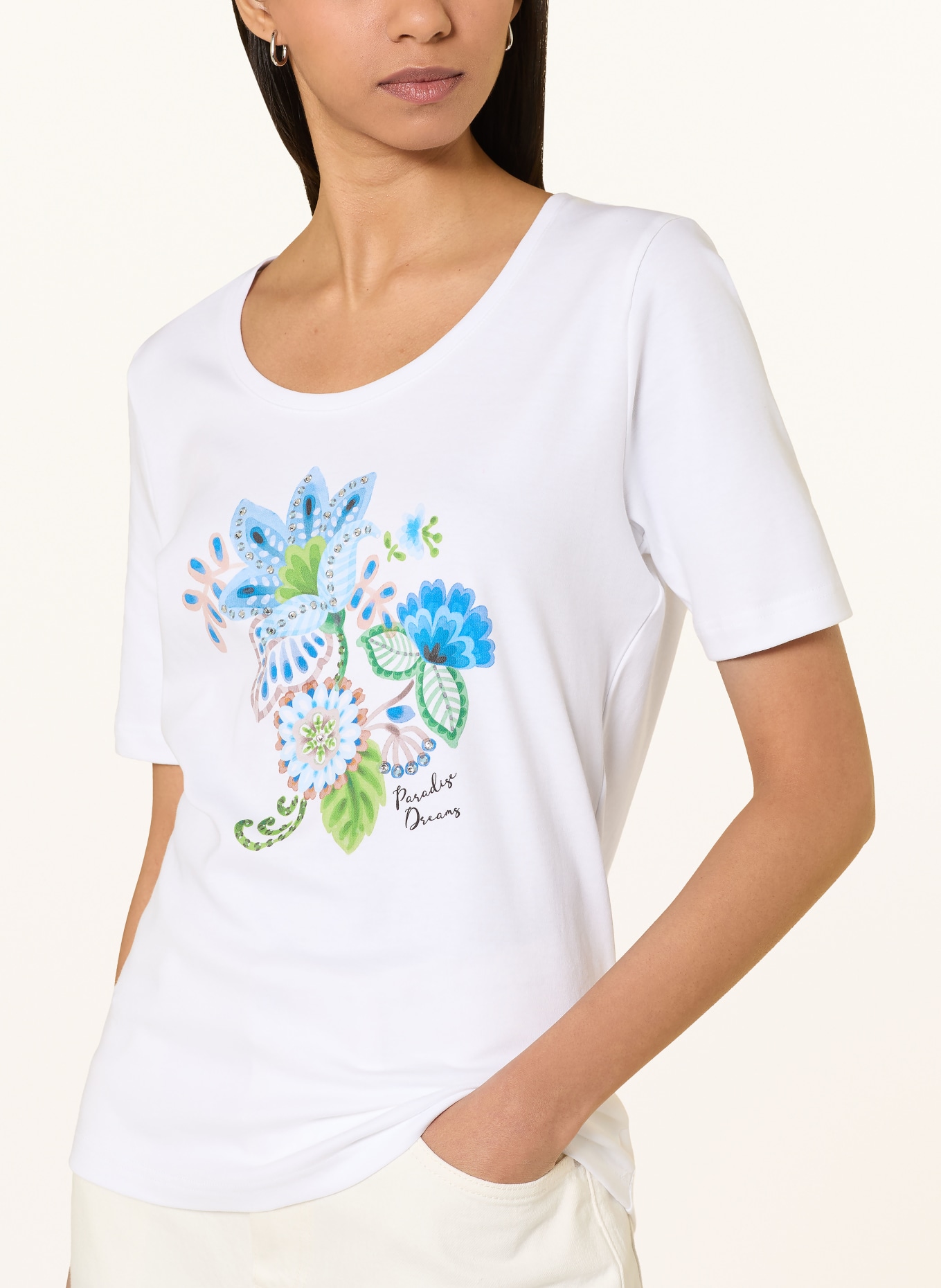 efixelle T-shirt met strass-steentjes: WIT / GROEN / BLAUW