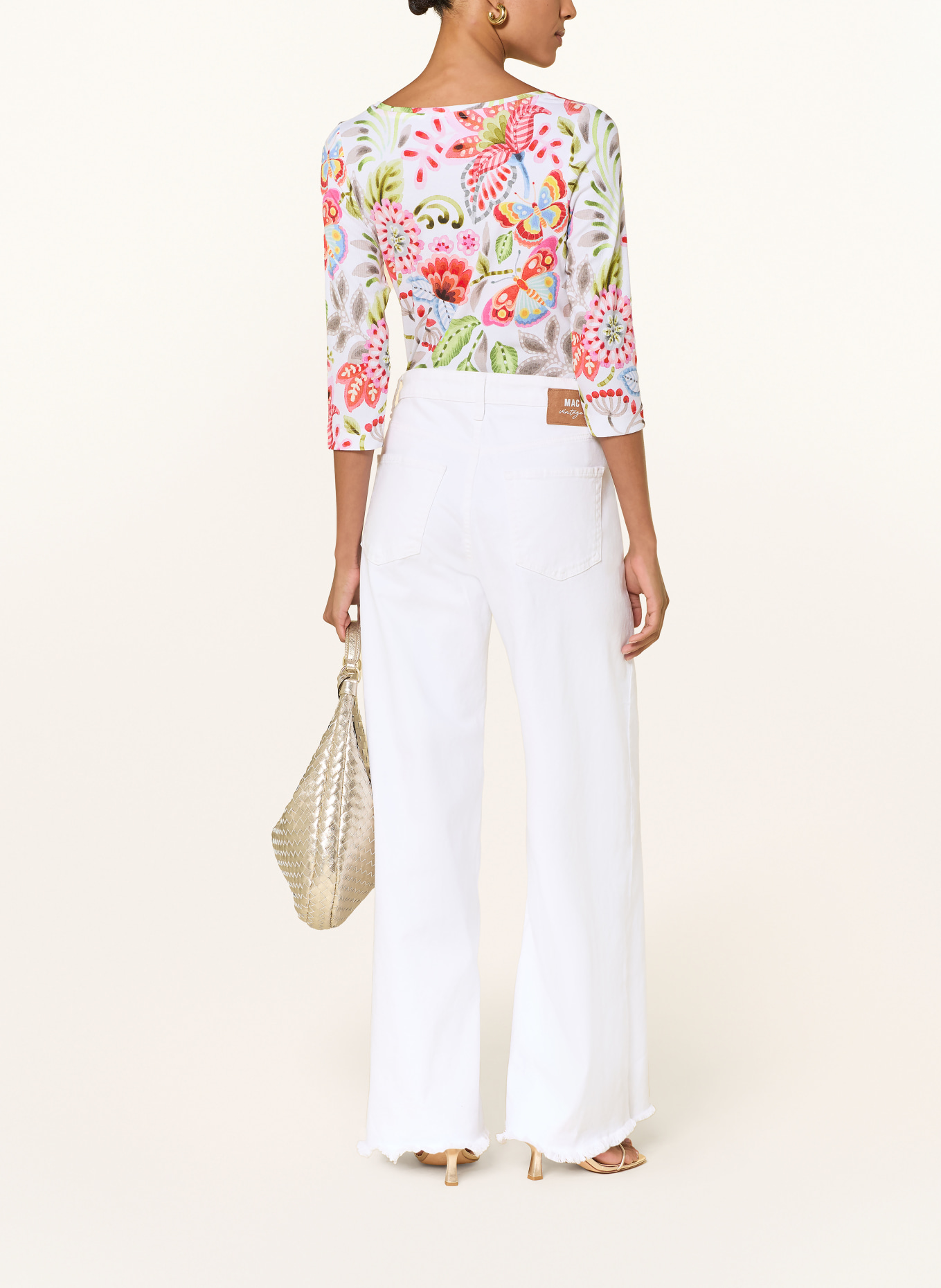 efixelle Shirt with 3/4-length sleeves: WHITE / RED / LIGHT GREEN