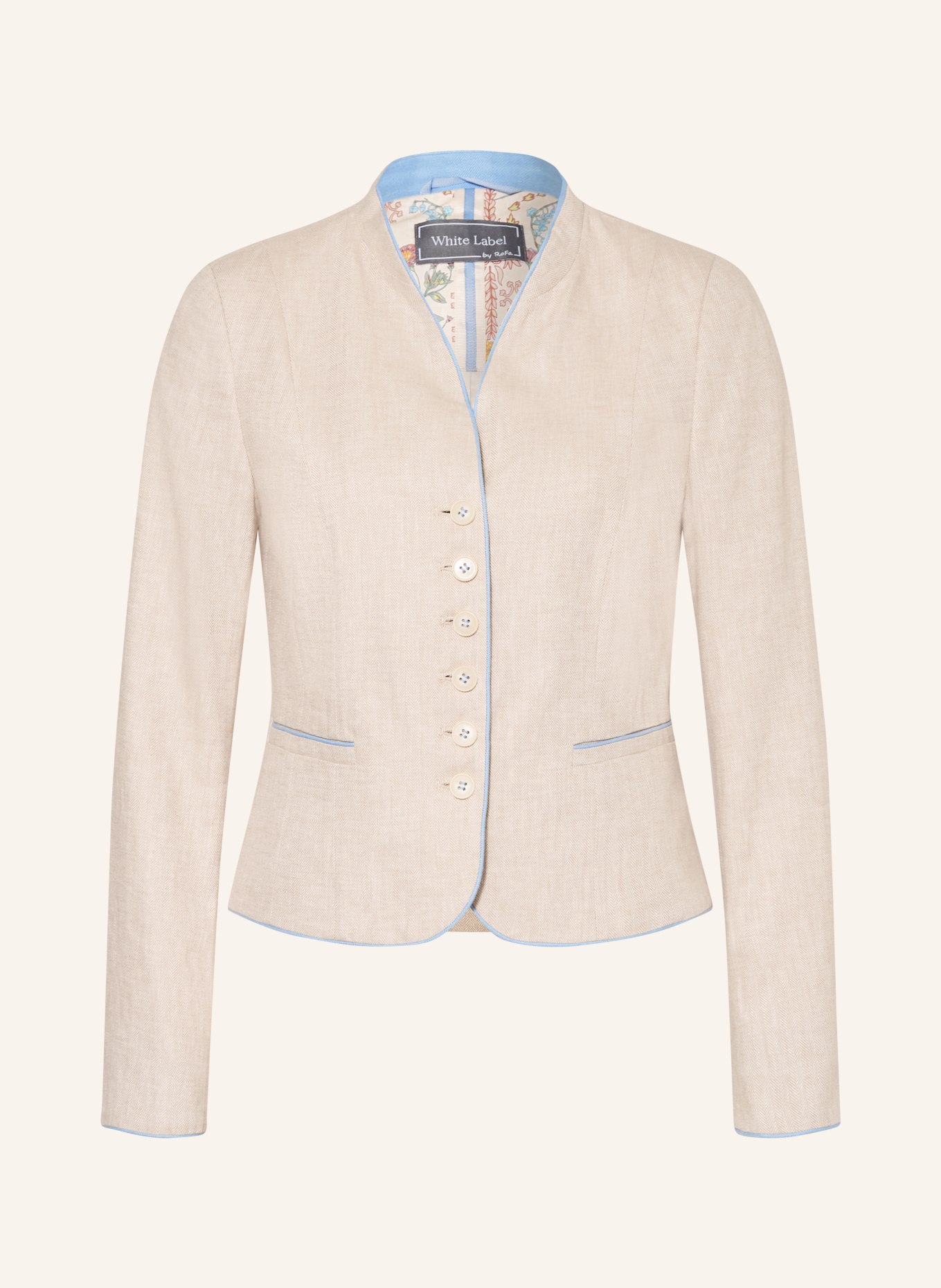 White Label Janker with linen: BEIGE / LIGHT BLUE