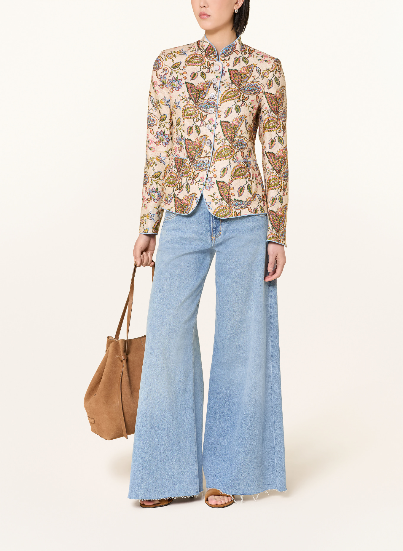 White Label Leinenblazer: BEIGE / ORANGE / HELLBLAU