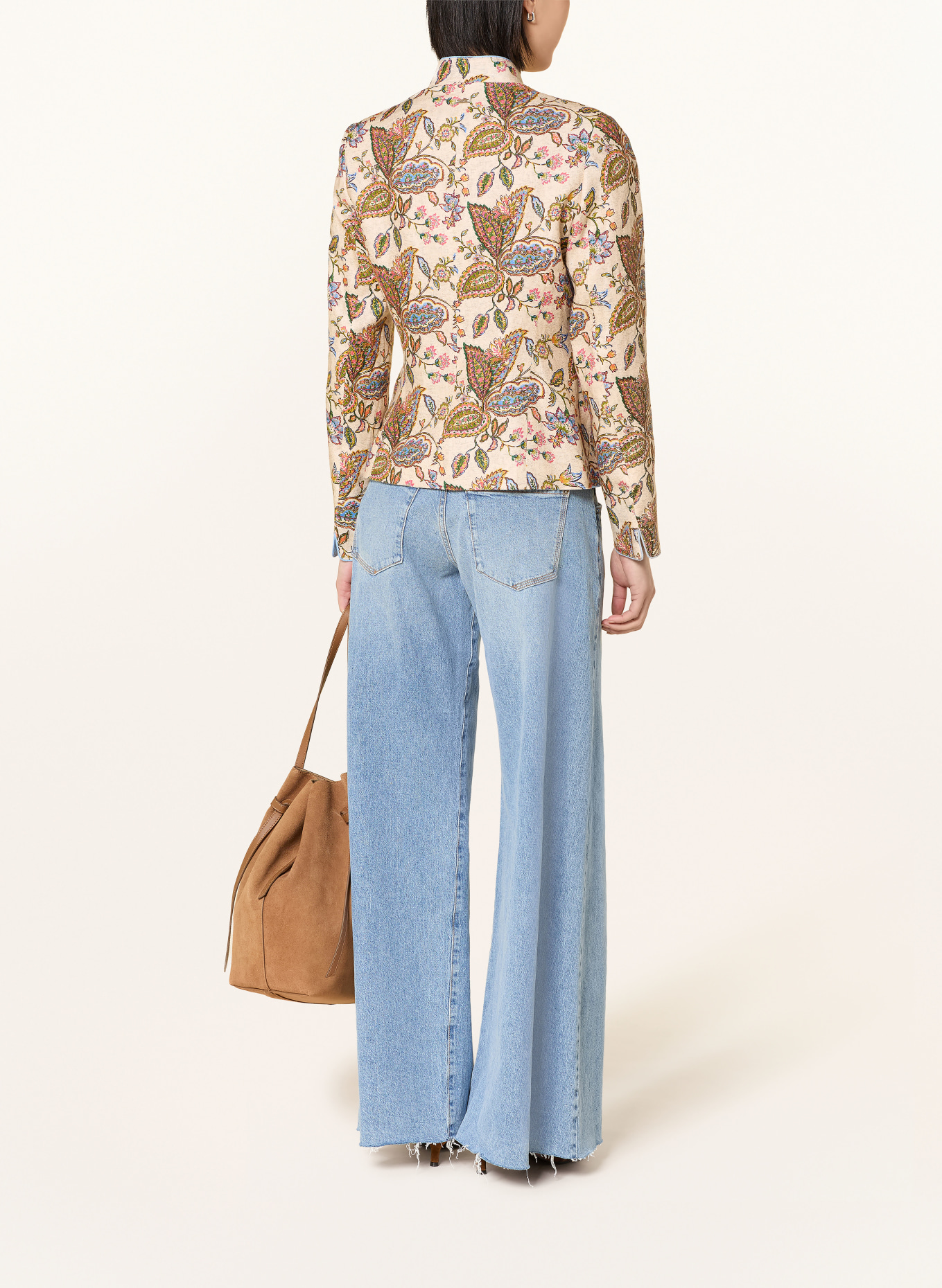 White Label Leinenblazer: BEIGE / ORANGE / HELLBLAU