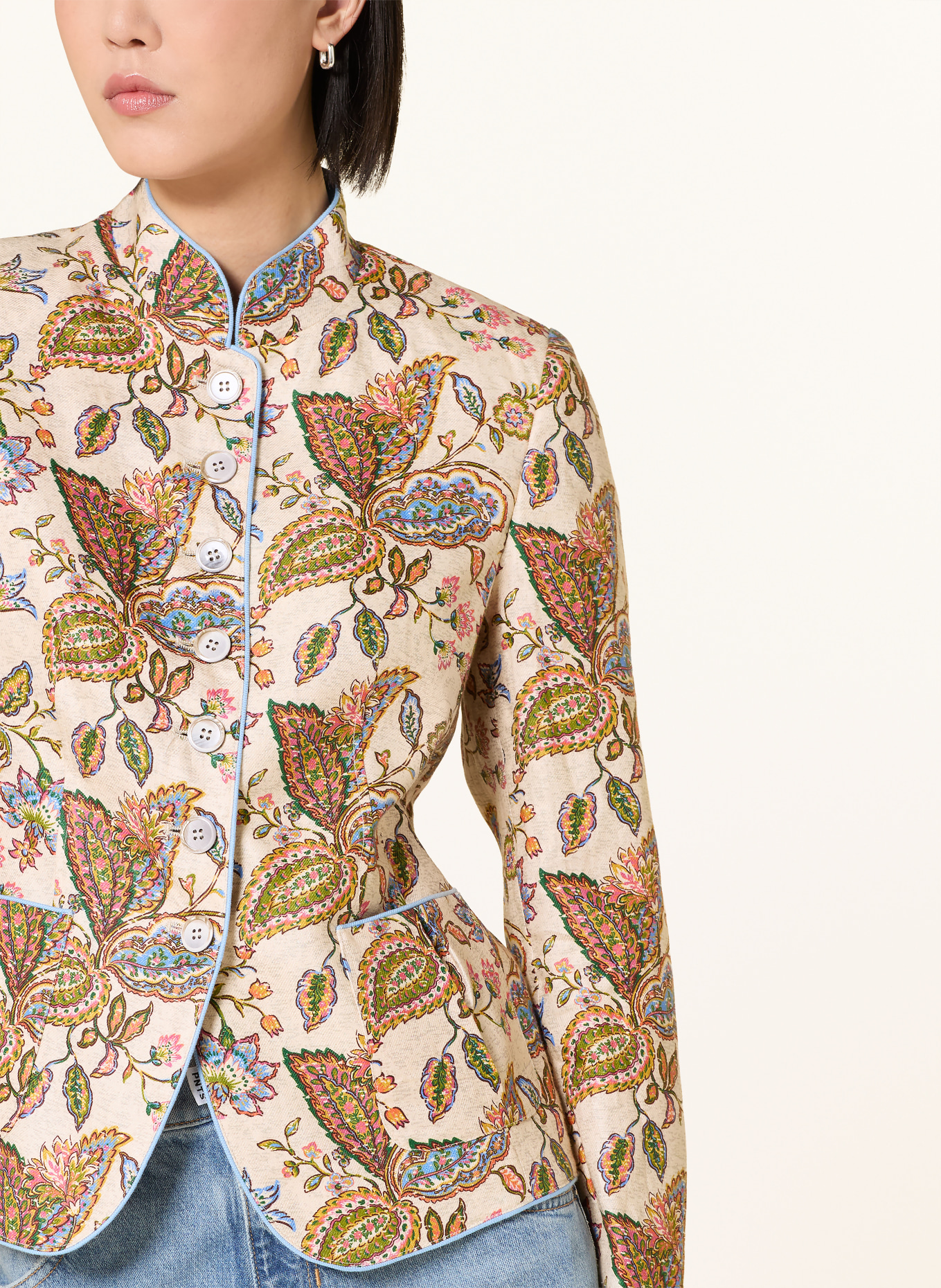 White Label Leinenblazer: BEIGE / ORANGE / HELLBLAU