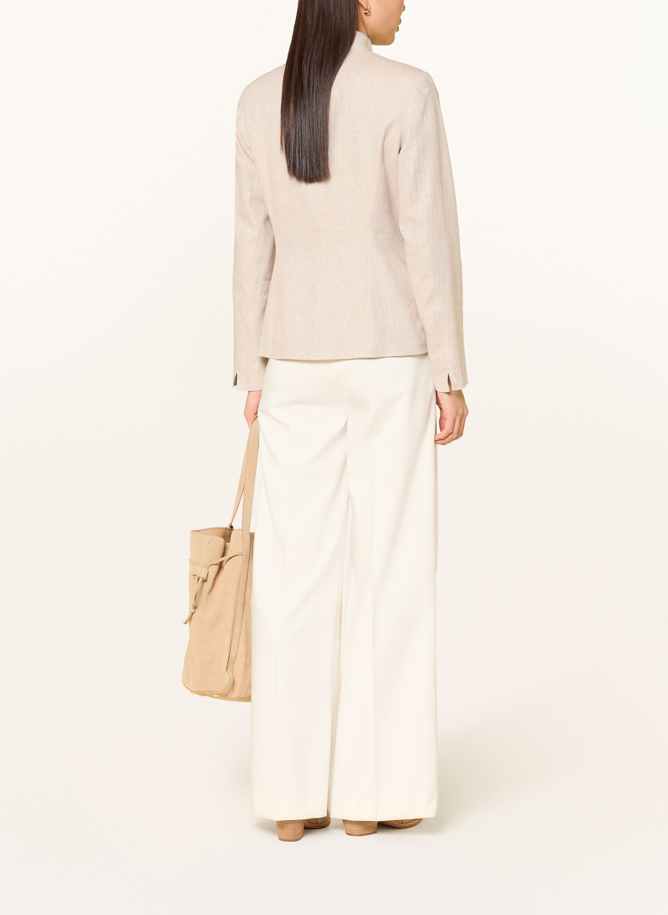 White Label Janker with linen: BEIGE / LIGHT BLUE