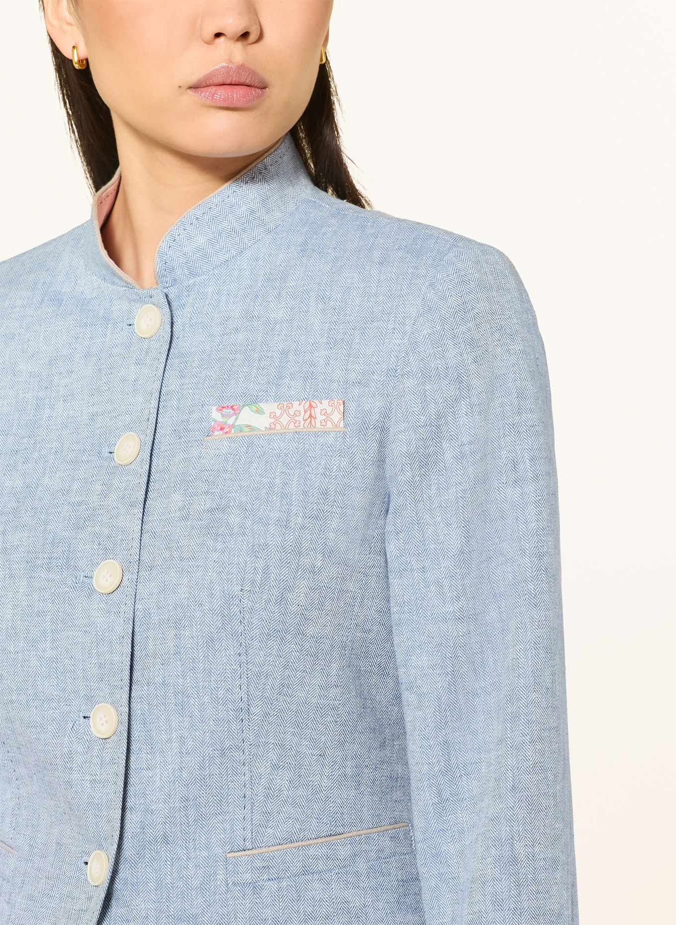 White Label Janker mit Leinen: HELLBLAU