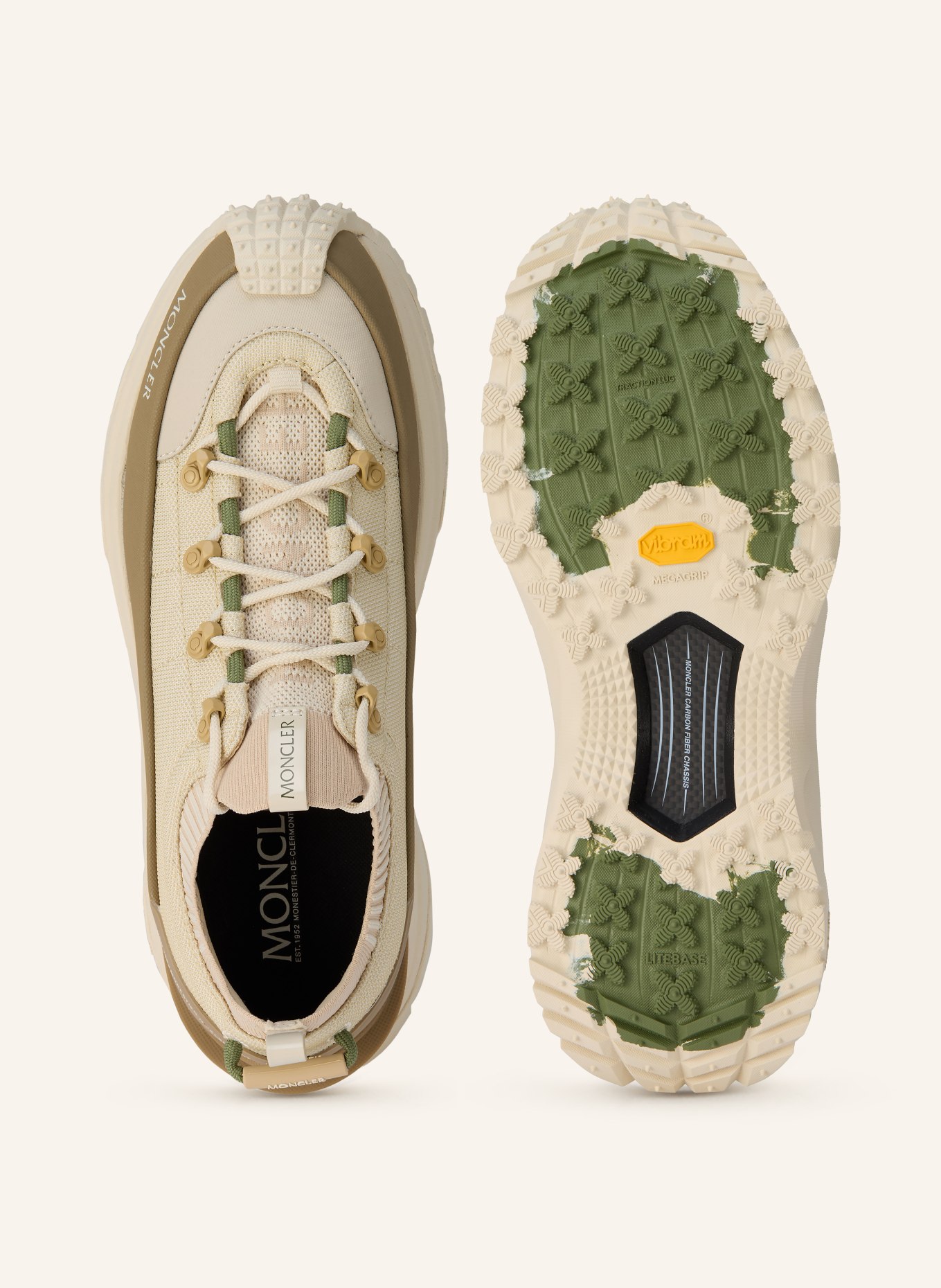 MONCLER Baskets TRAILGRIP LITE3: BEIGE / MARRON / VERT