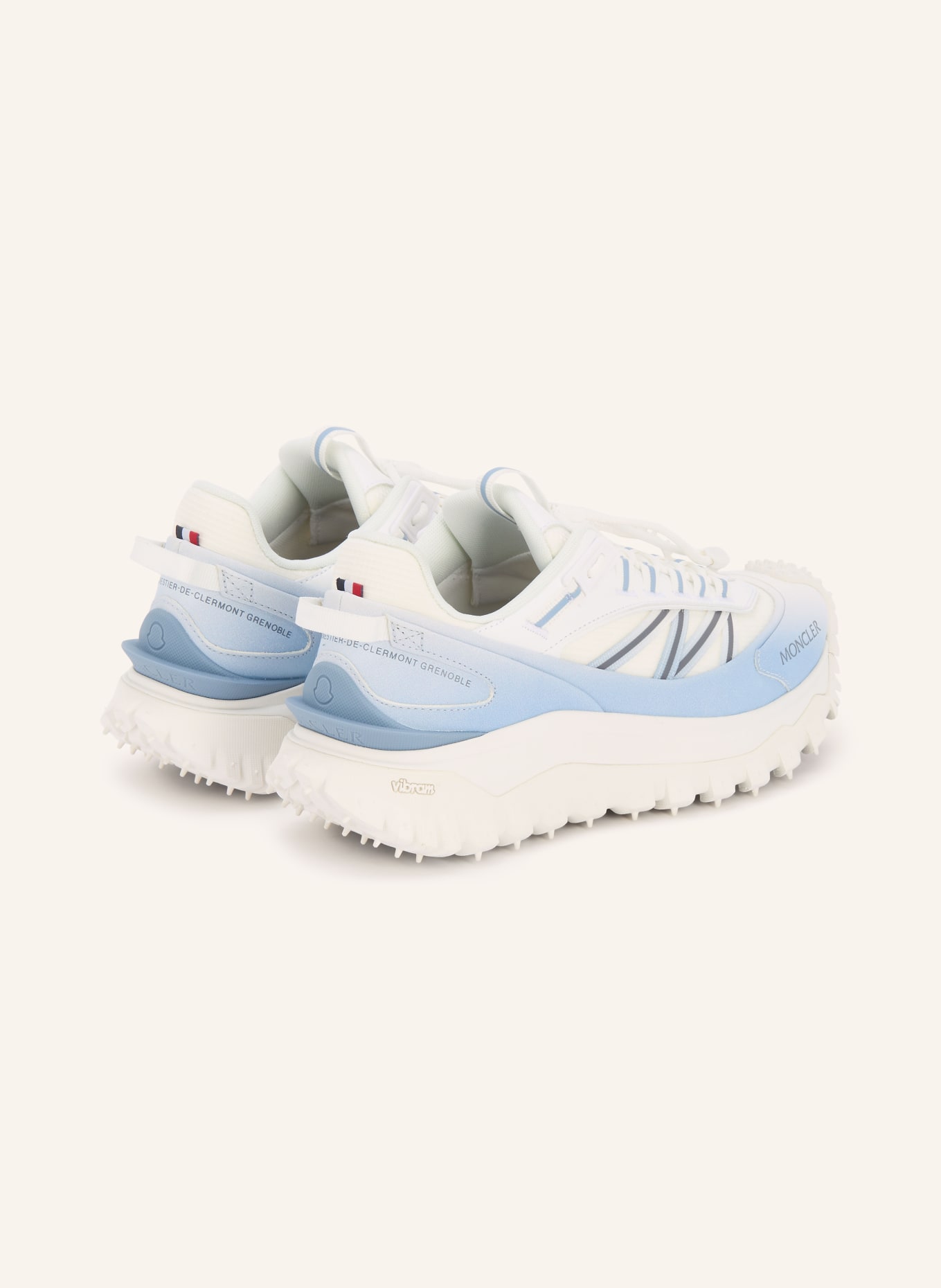 MONCLER TRAILGRIP sneaker: ECRU / LIGHT BLUE / DARK BLUE