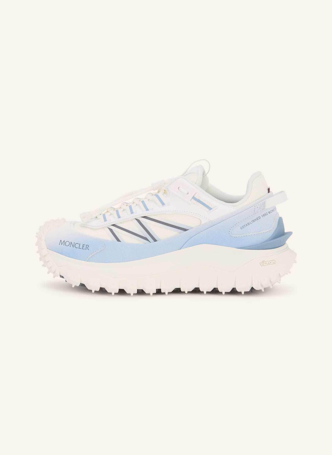 MONCLER TRAILGRIP sneaker: ECRU / LIGHT BLUE / DARK BLUE