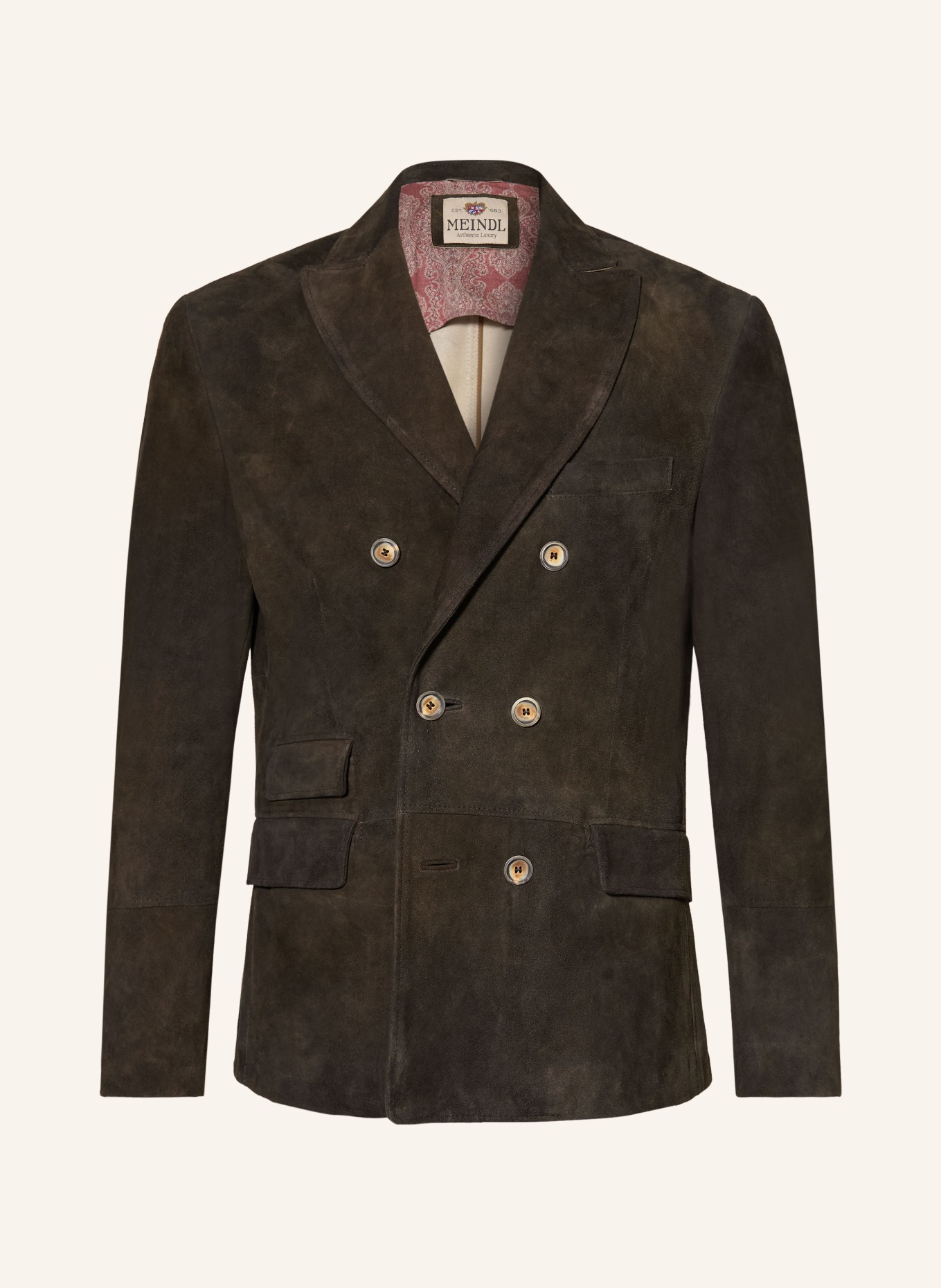 MEINDL Leren colbert MOUNTBATTAN Regular Fit: MARRON FONCÉ