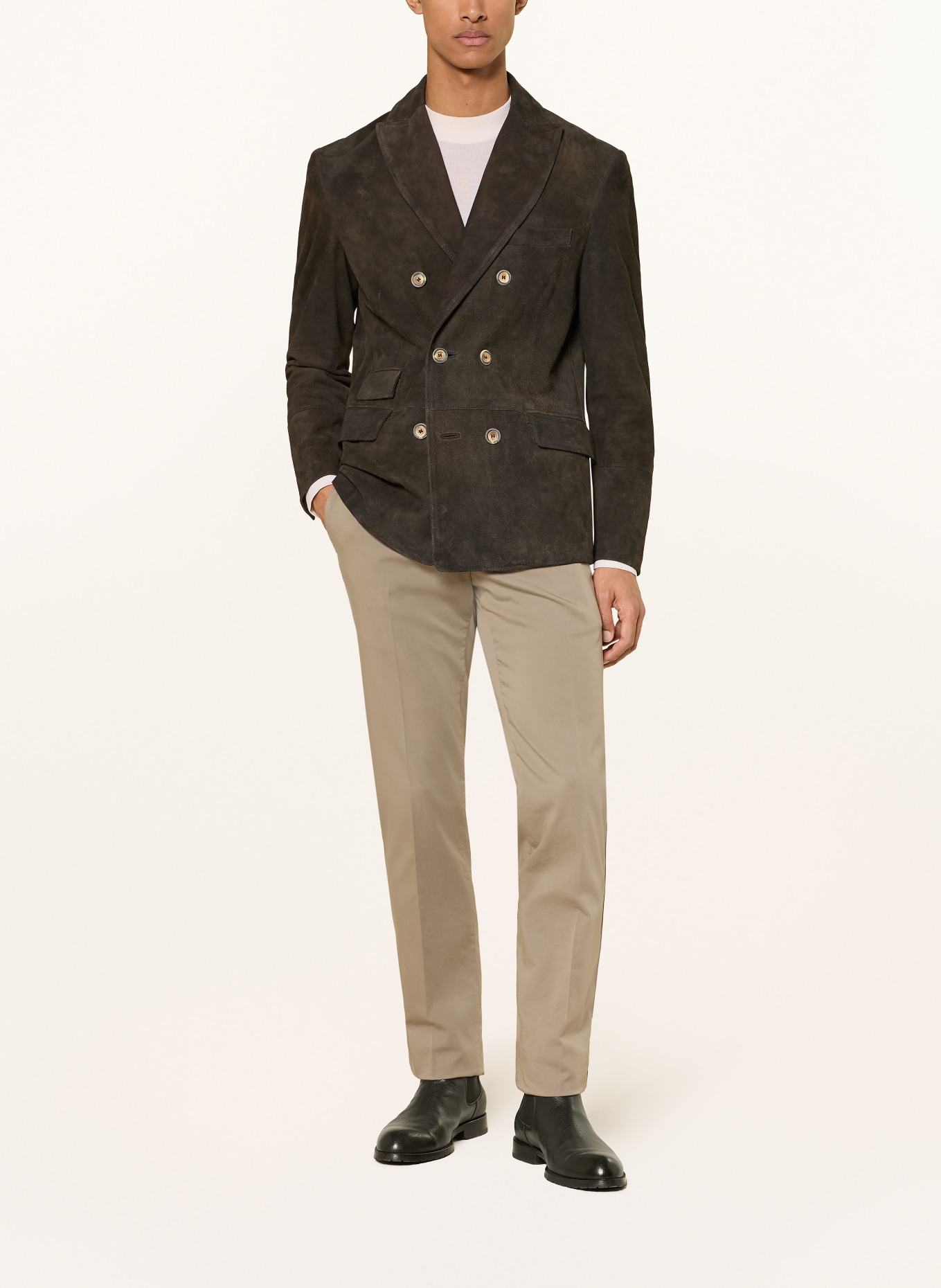 MEINDL Leren colbert MOUNTBATTAN Regular Fit: MARRON FONCÉ