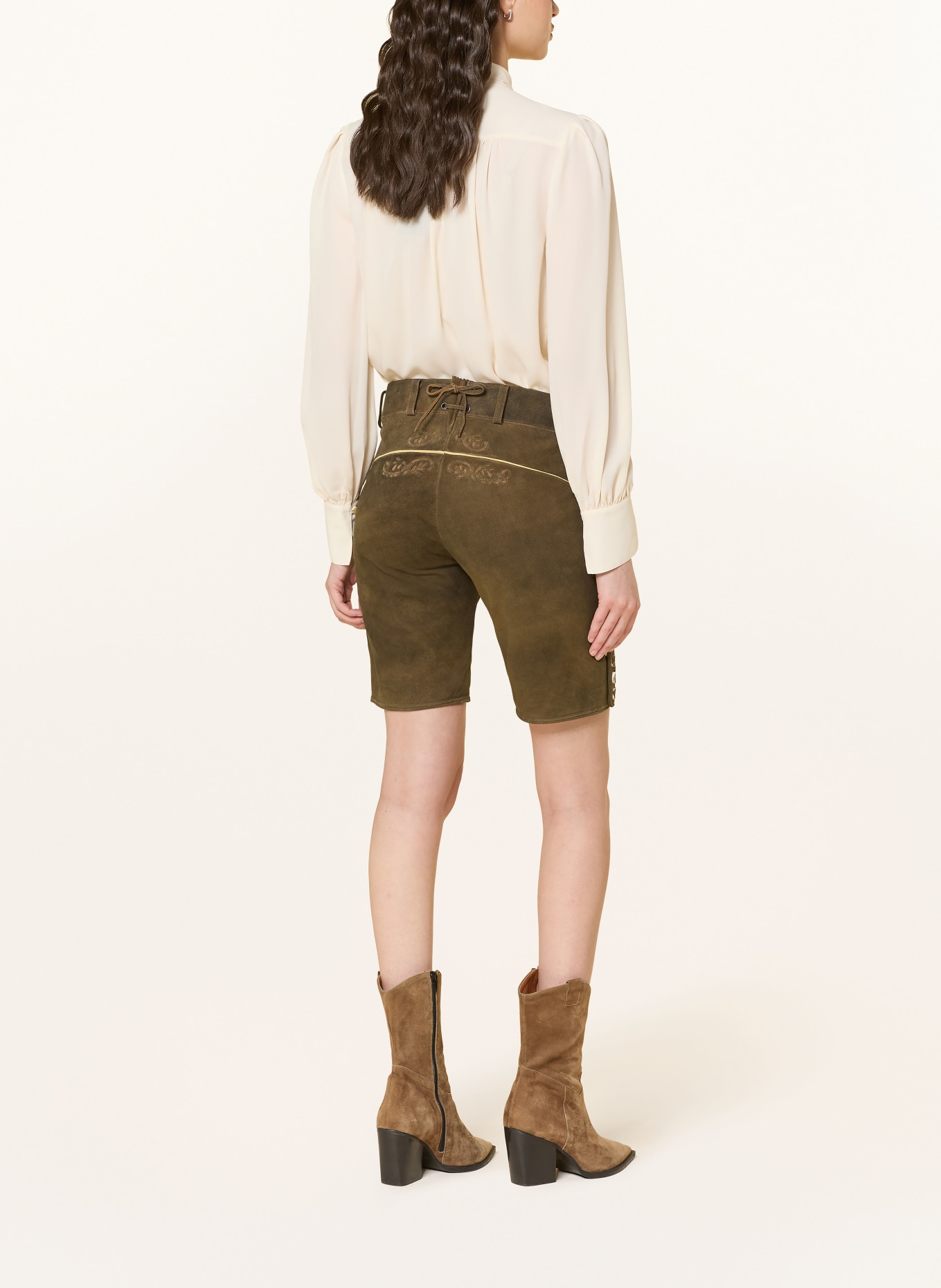 MEINDL Traditionele leren broek: BRUIN / DONKERGEEL