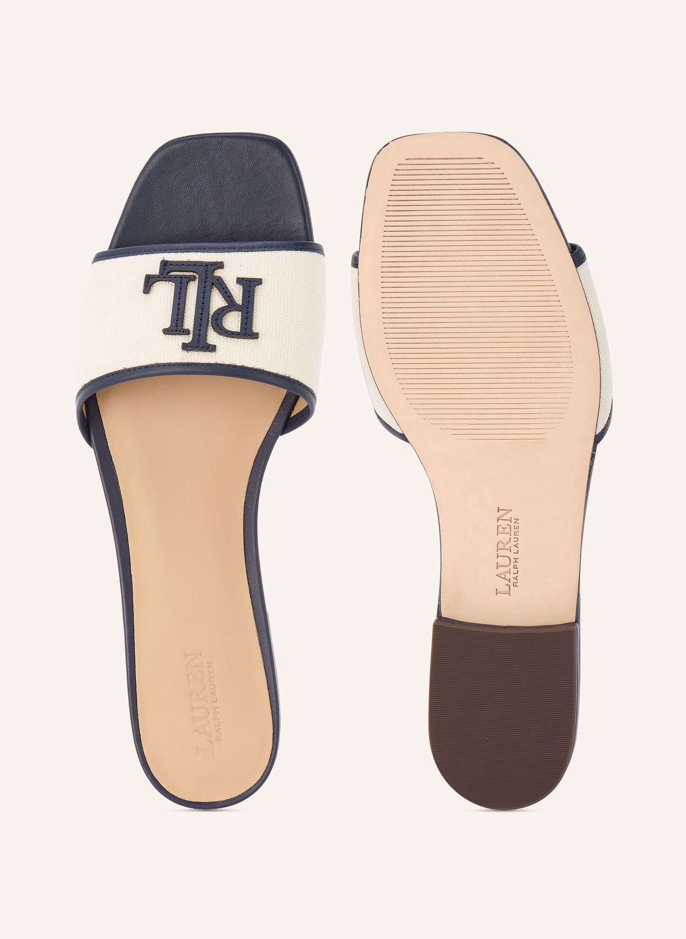 LAUREN RALPH LAUREN Mules EVERLEY: BLEU FONCÉ / CRÈME