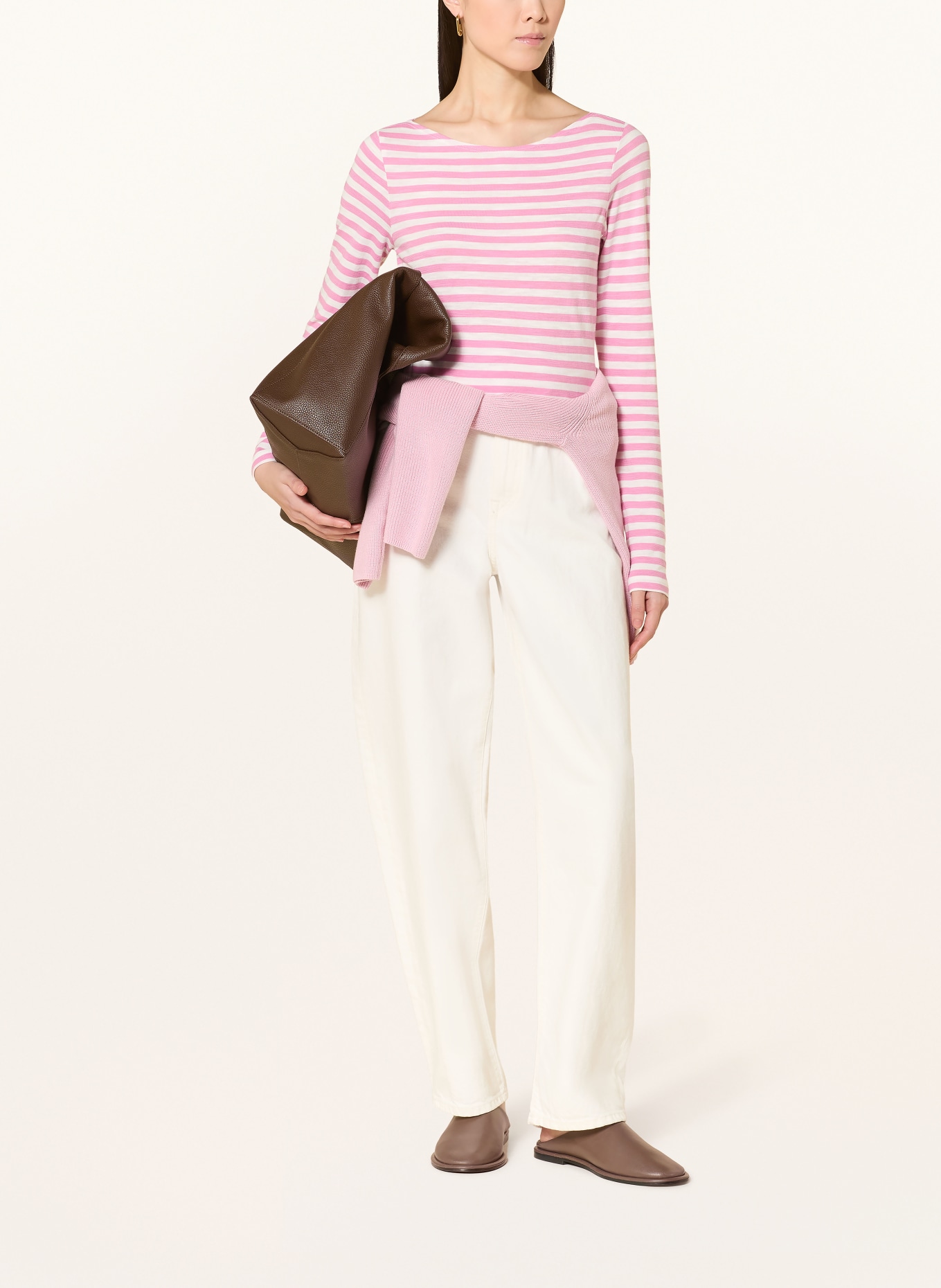 Marc O'Polo T-shirt à manches longues: ROSE / BLANC