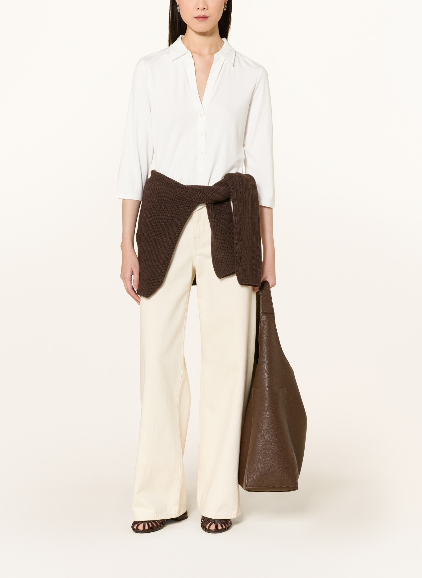 Marc O'Polo Jerseyblouse met 3/4-mouwen: WIT