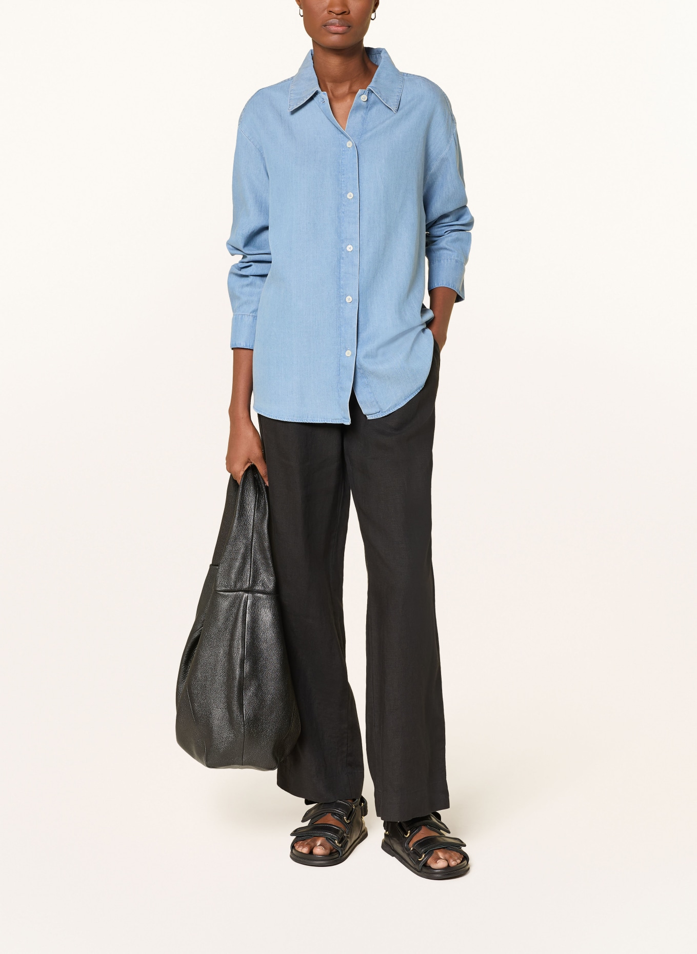 Marc O'Polo Denim-look shirt blouse: LIGHT BLUE